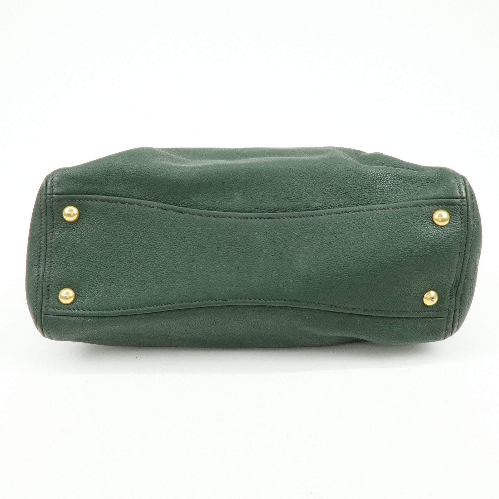 MIU MIU Logo Leather Tote Bag Shoulder Bag Hand Bag Moss Green