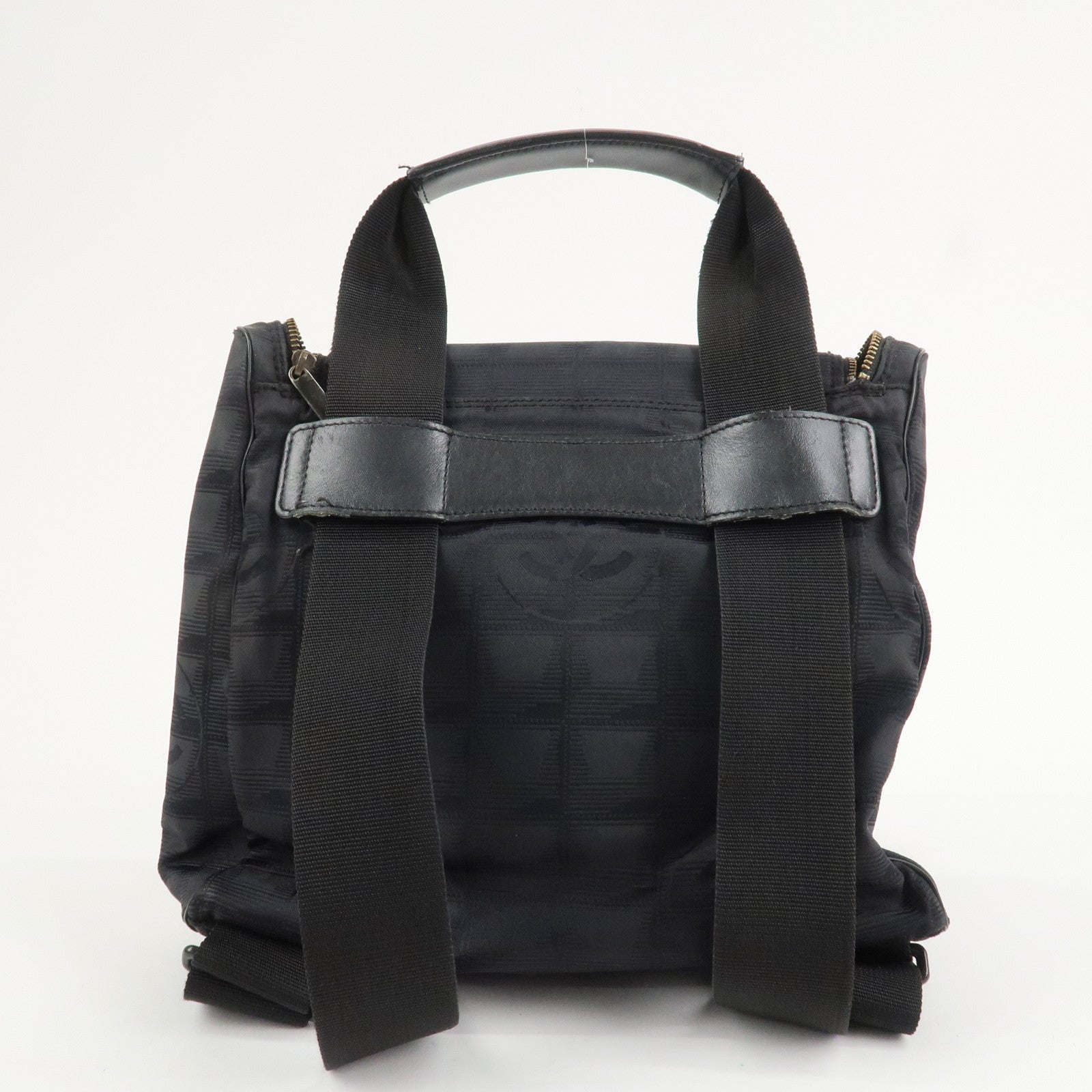 CHANEL New Travel Line Nylon Jacquard Leather 2Way Bag Black A15958