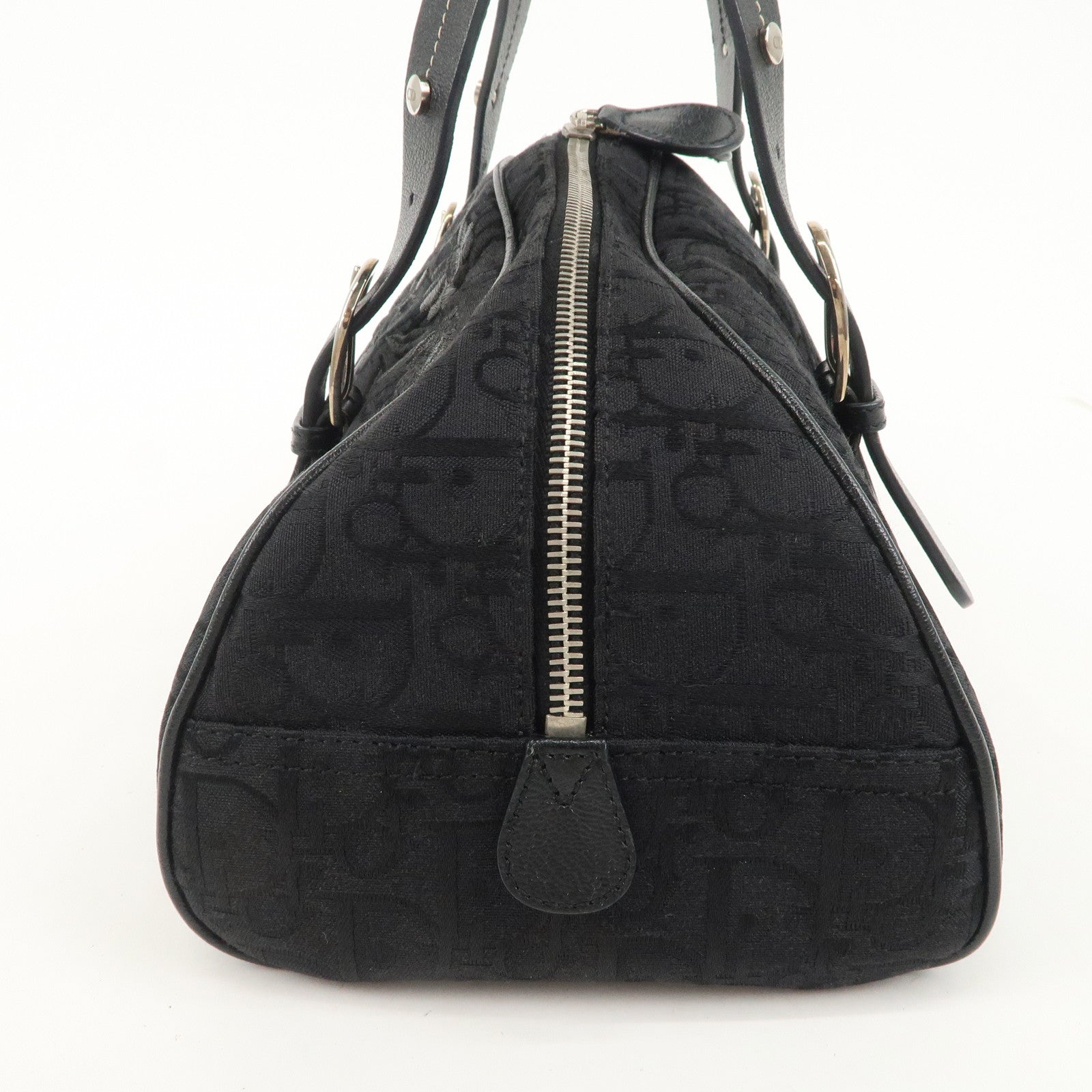 Christian Dior Trotter Leather Canvas Flower Embroidery Boston Bag Used