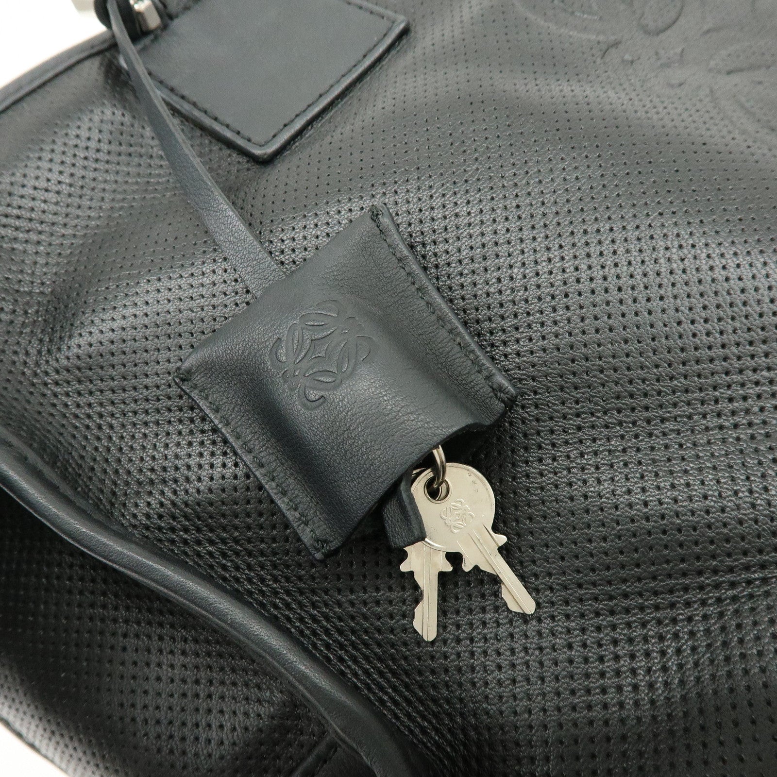 LOEWE Anagram Leather Amazona 36 Hand Bag Boston Bag Black