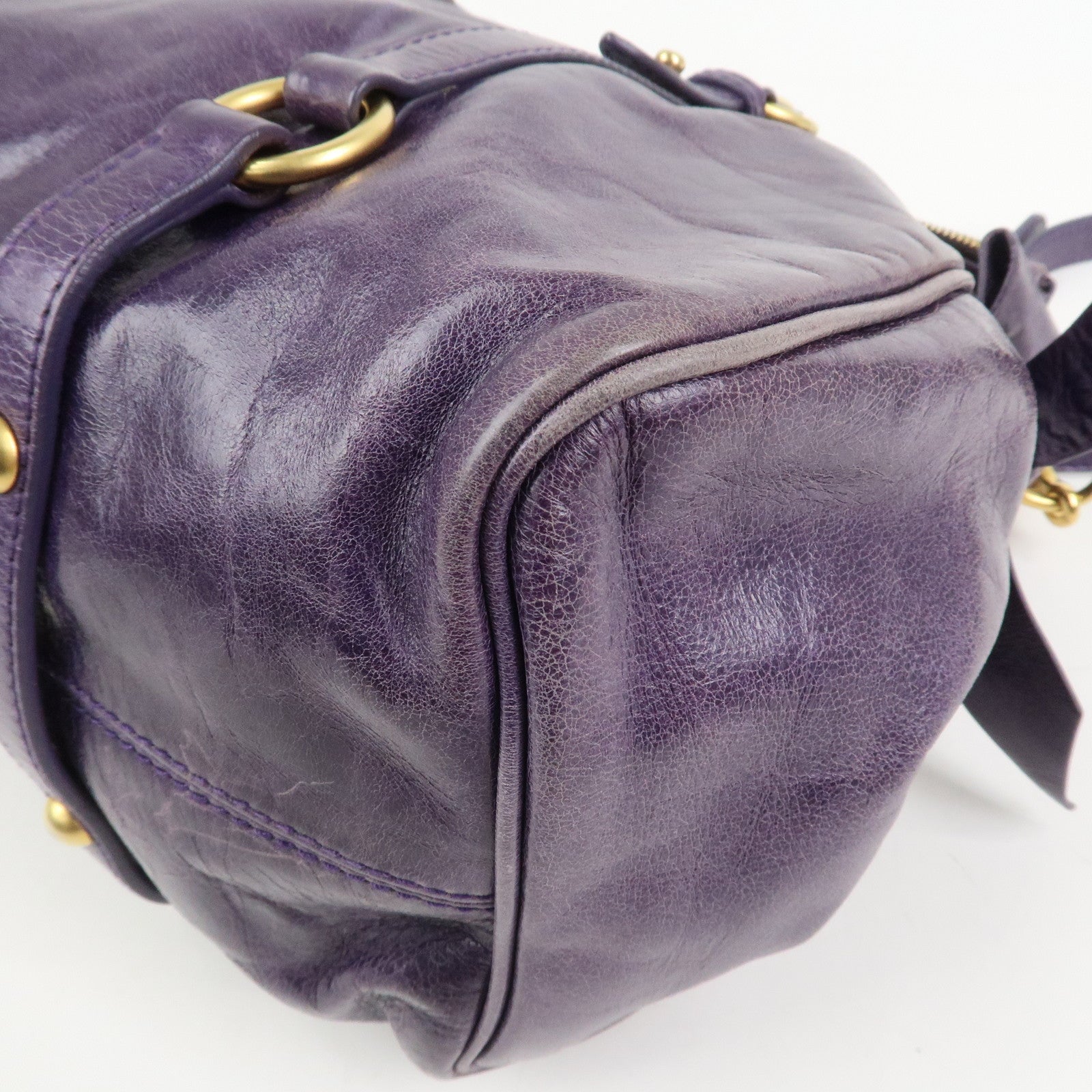 MIU MIU Logo Leather 2Way Bag Hand Bag Shoulder Bag Purple