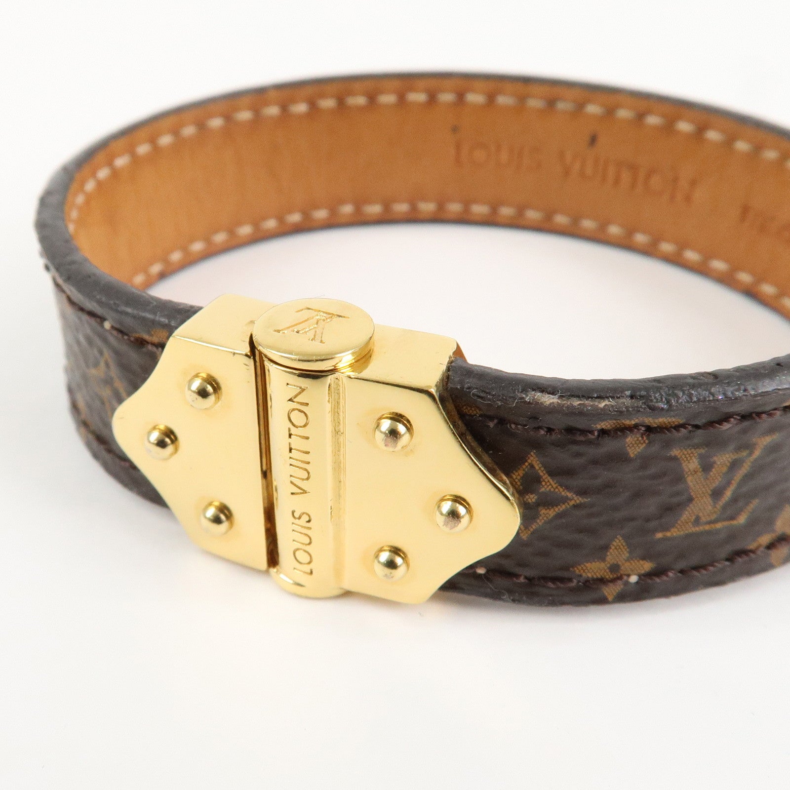 Louis Vuitton Monogram Bracelet Spirit Bangle Gold HDW M6689 Used