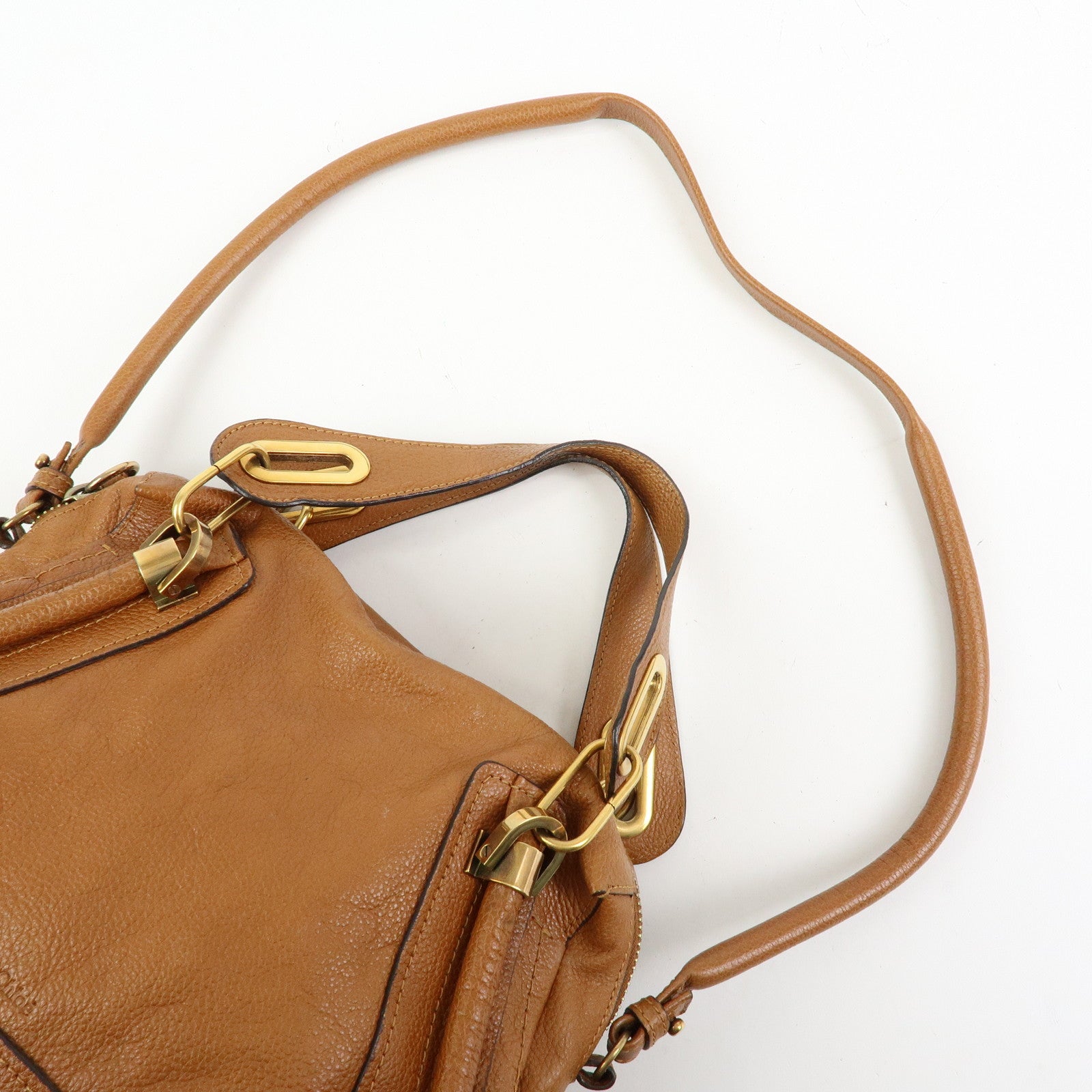 Chloe Paraty Leather 2Way Bag Shoulder Bag Hand Bag Brown