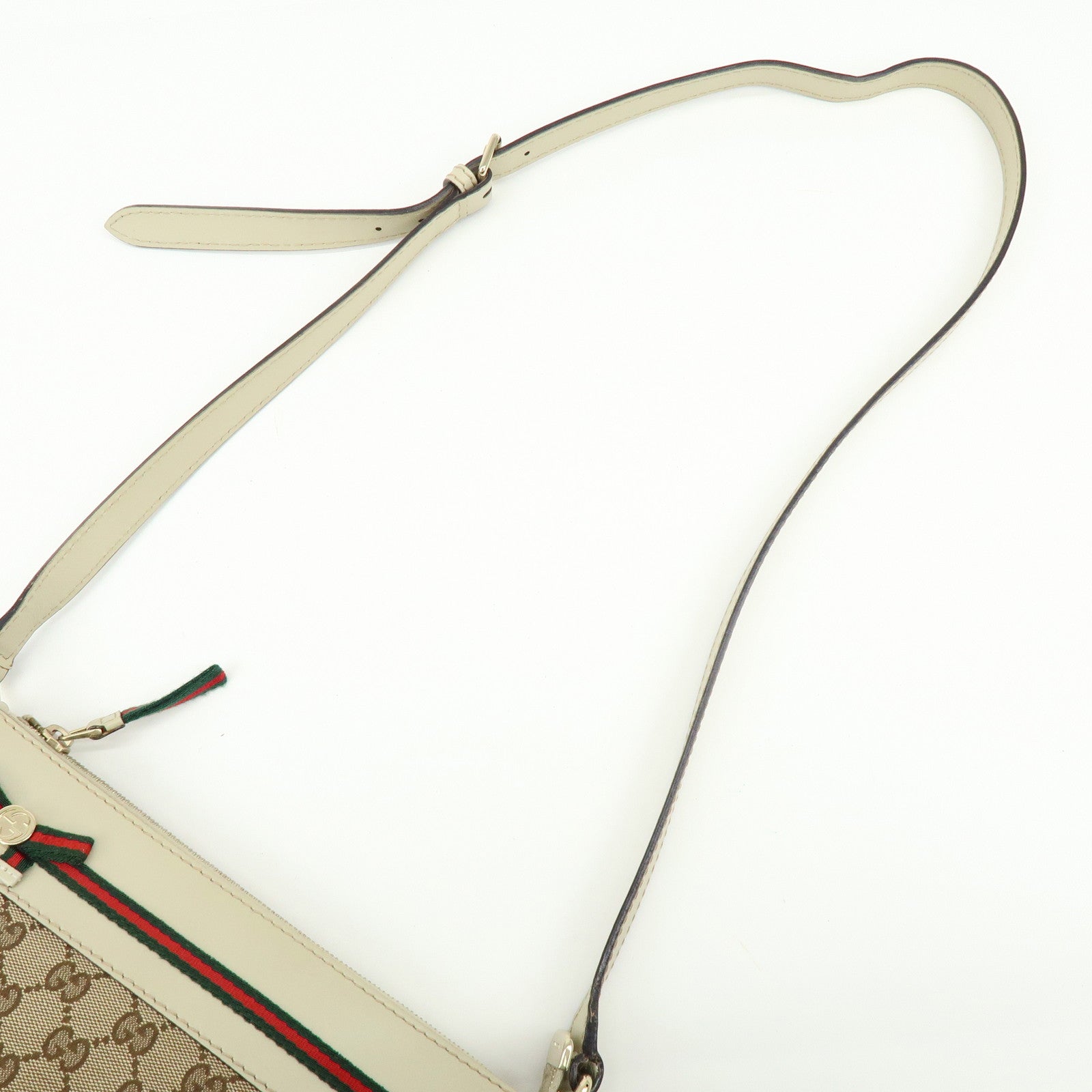 GUCCI Mayfair Sherry GG Canvas Leather Shoulder Bag Beige 257065