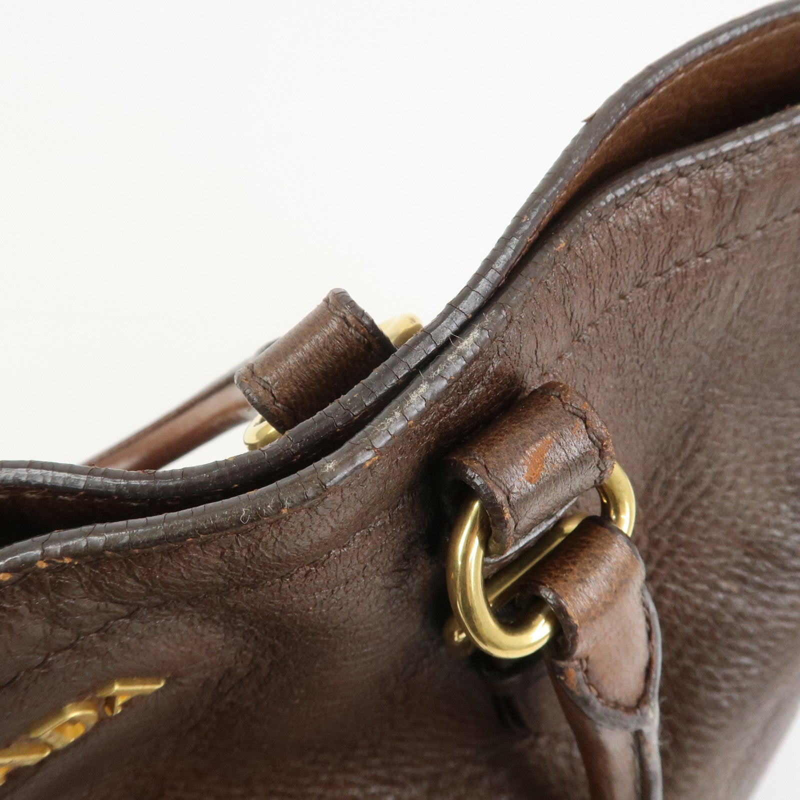 PRADA Leather 2Way Bag Hand Bag Shoulder Bag Crosbody Bag Brown