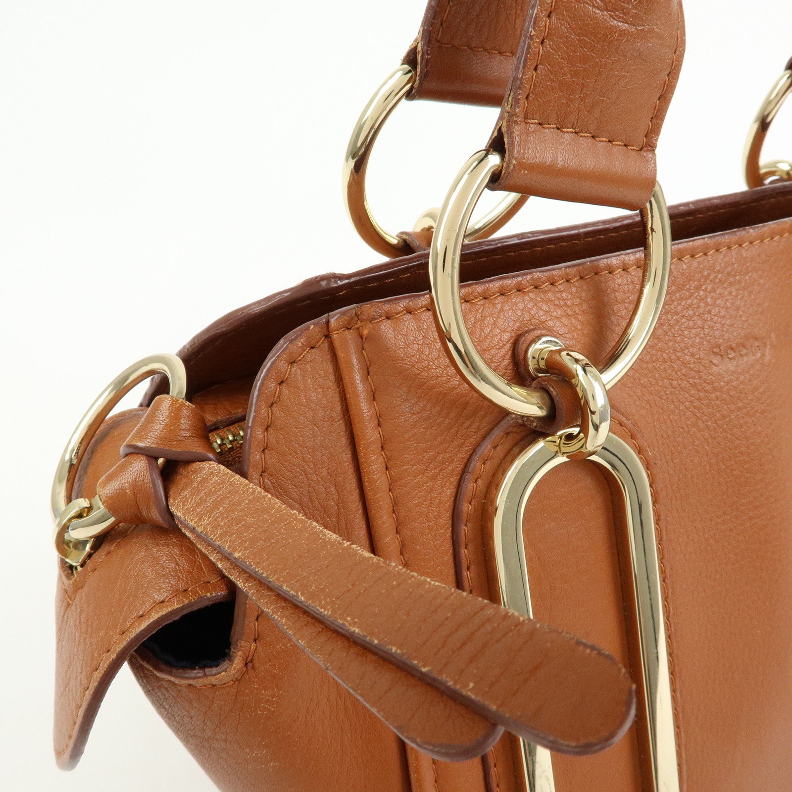 Chloe See by Chloe Page Leather 2Way Bag Hand Bag Brown