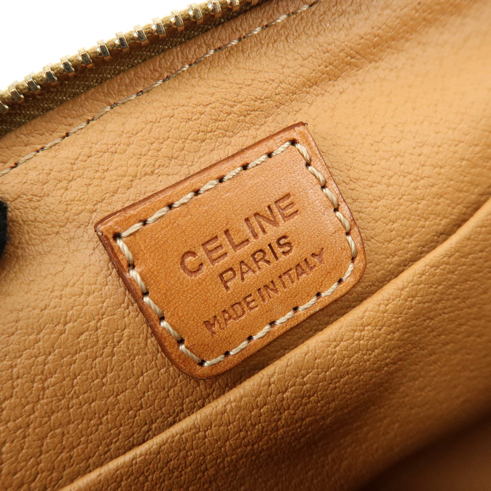 CELINE Macadam PVC Leather Pouch Cosmetic Pouch Brown