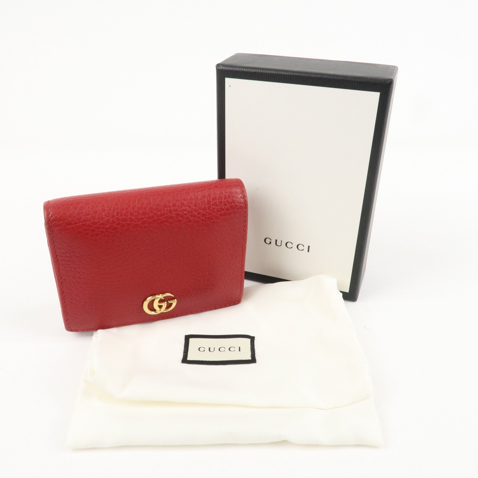 GUCCI GG Marmont Leather Bi-Fold Wallet Red 456126 Used