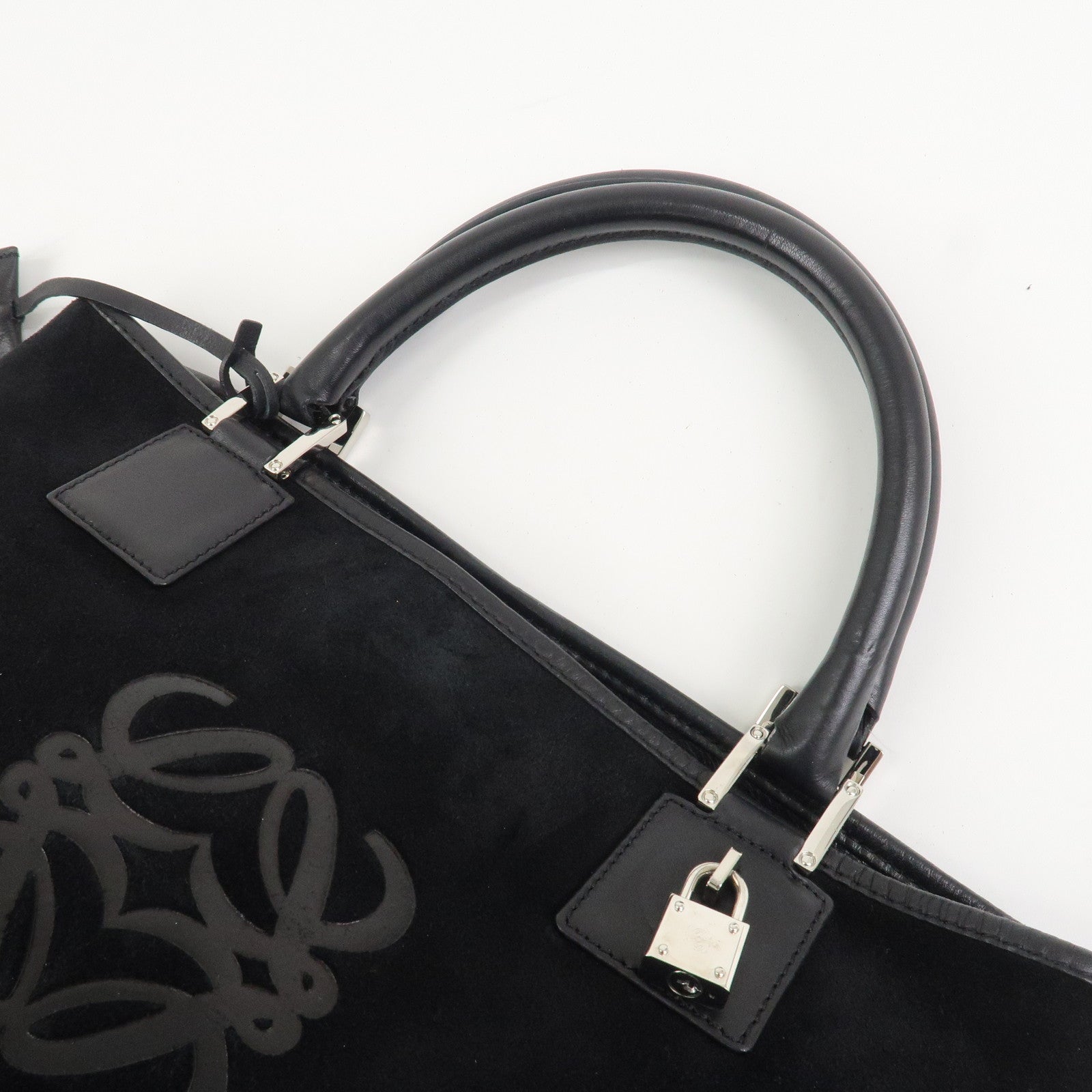 LOEWE Anagram Leather 2WAY Bag Shoulder Bag Hand Bag Black