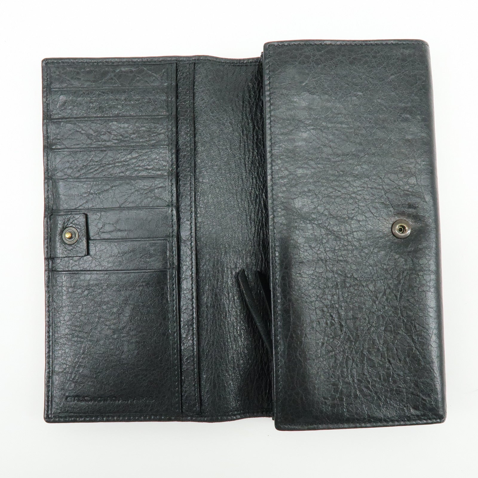 BALENCIAGA City Leather Bi-fold Long Wallet Black 253038