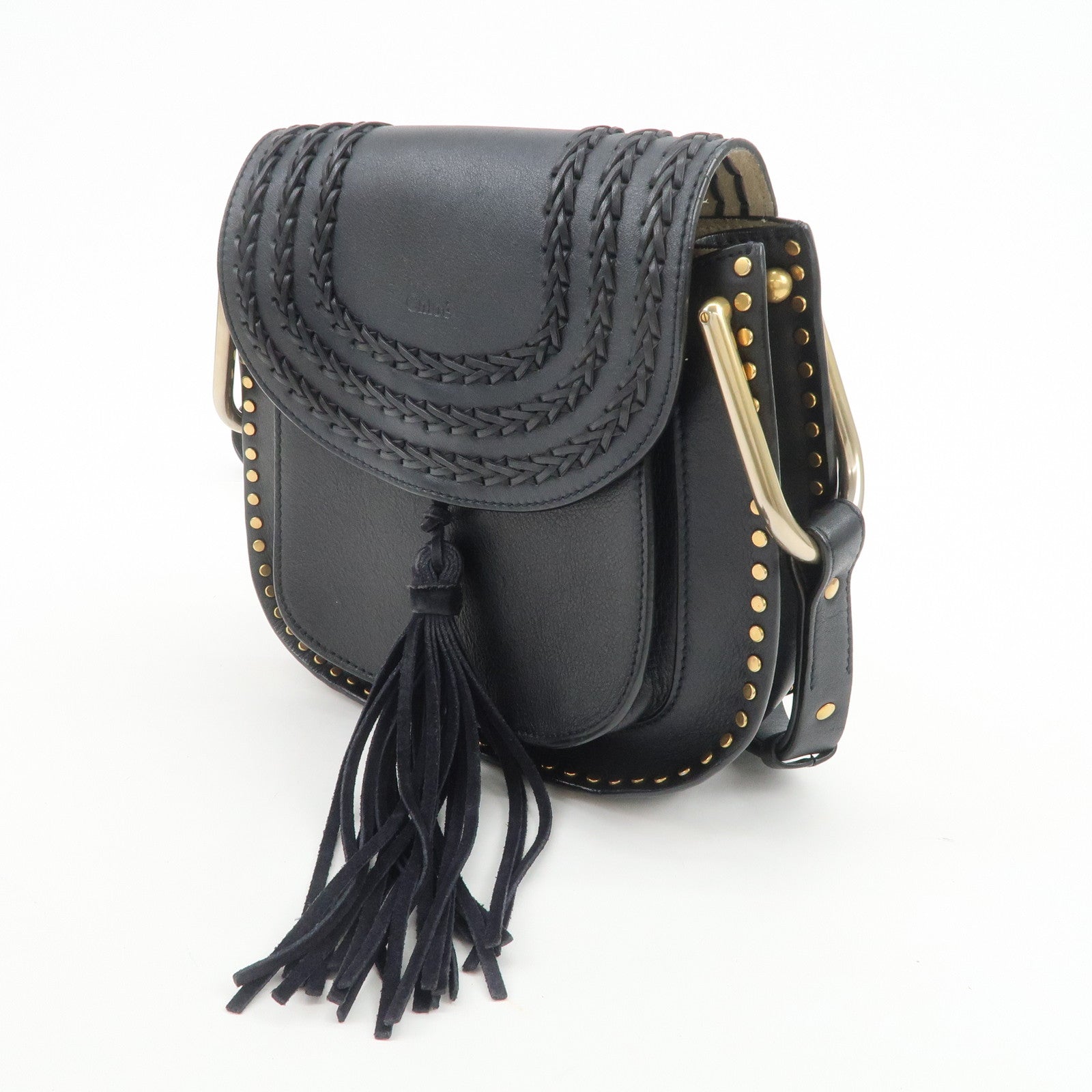 Chloe Hudson SAC'S PORTE EPAU Calf Leather Suede Shoulder Bag Black