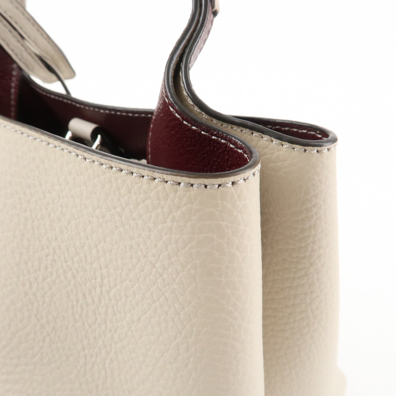 TOD'S T Timeless Micro Leather 2Way Hand Bag Gray Used