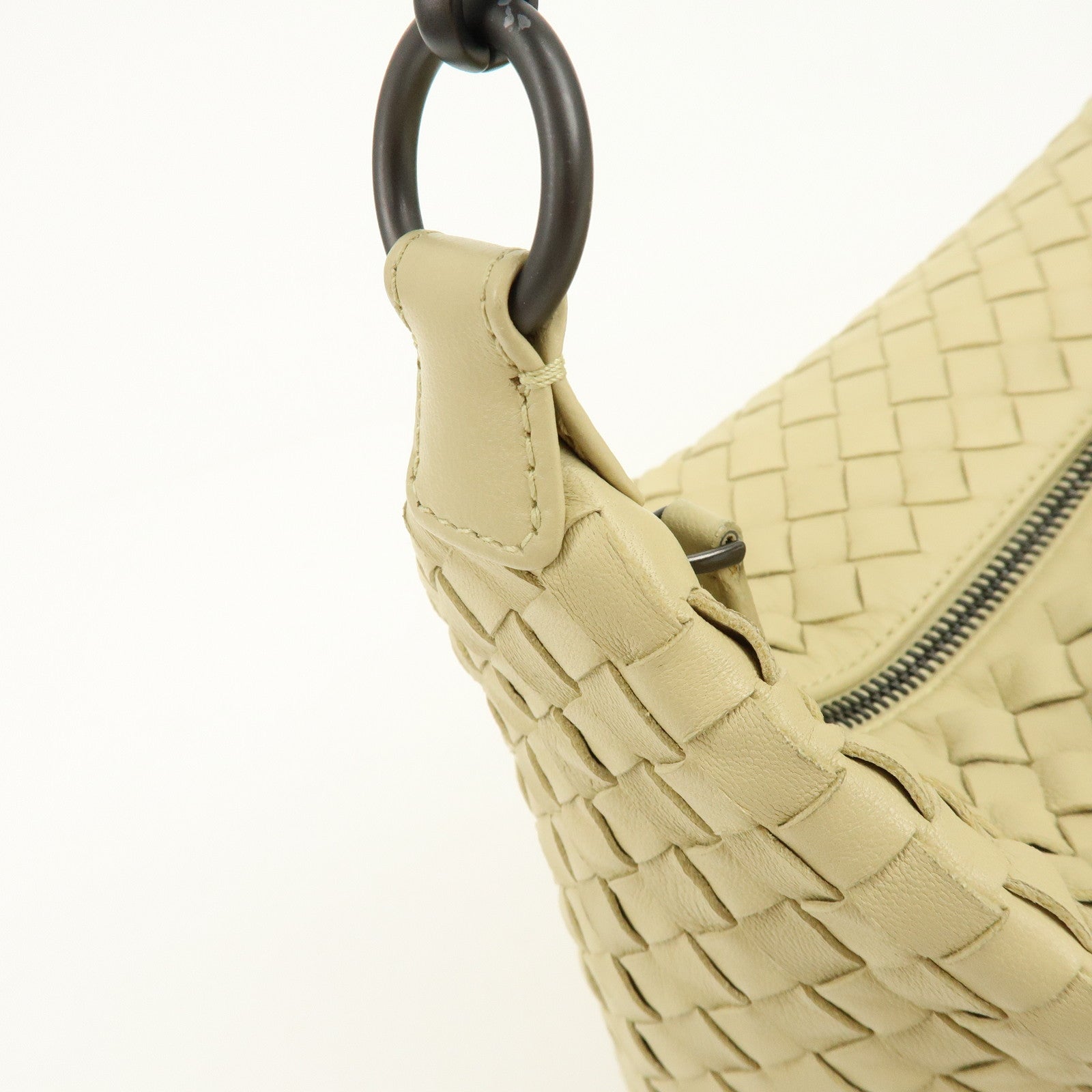 BOTTEGA VENETA Hobo Intrecciato Leather Shoulder Bag Beige 239988