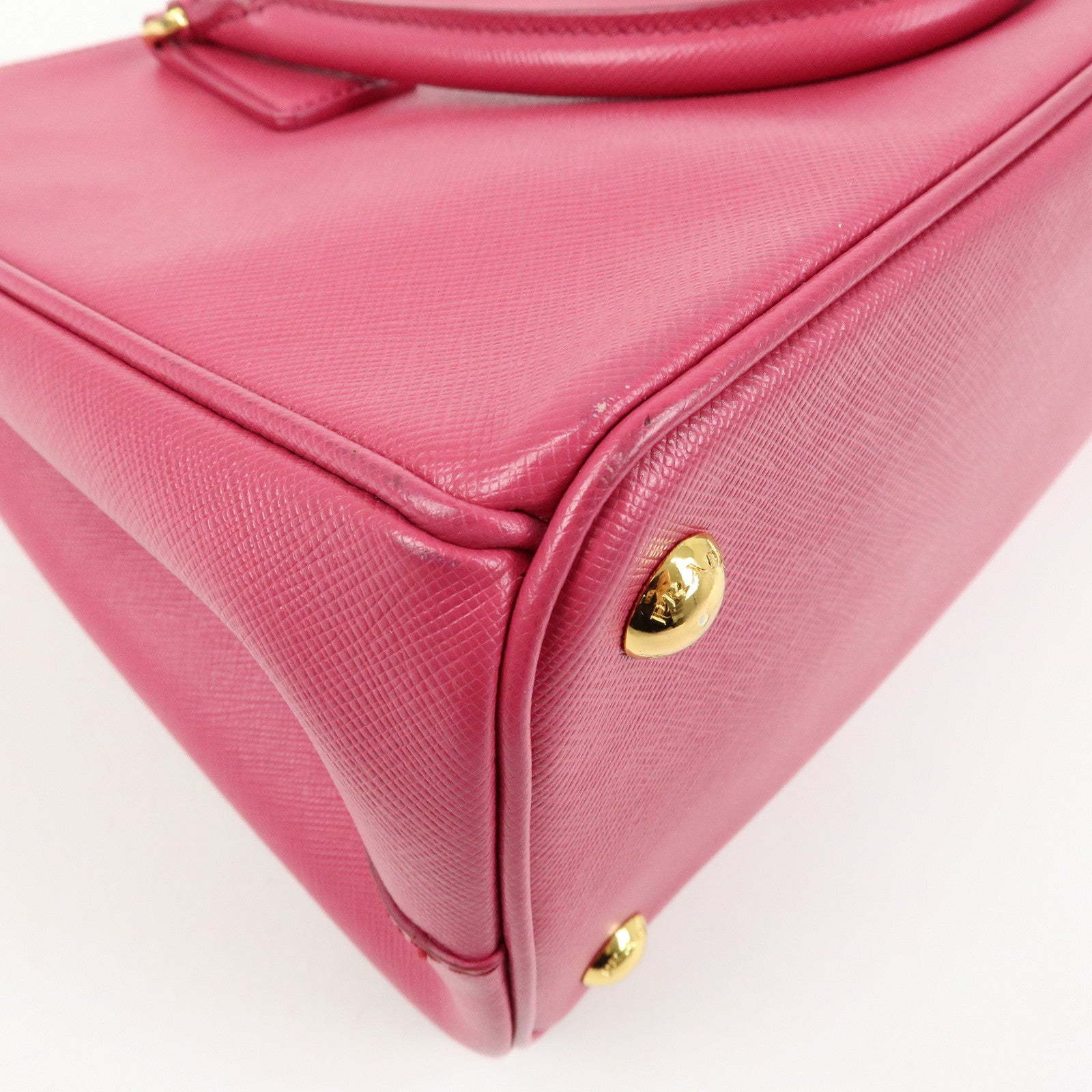 PRADA Triangle Logo Saffiano Leather 2Way Hand Bag Pink BN1801