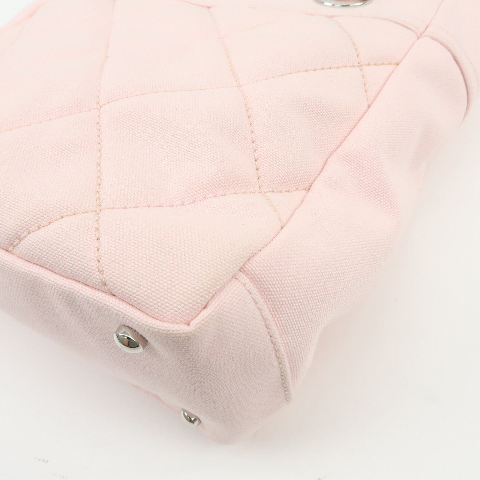 CHANEL Paris Biarritz PM Canvas Leather Tote Bag Pink A34208