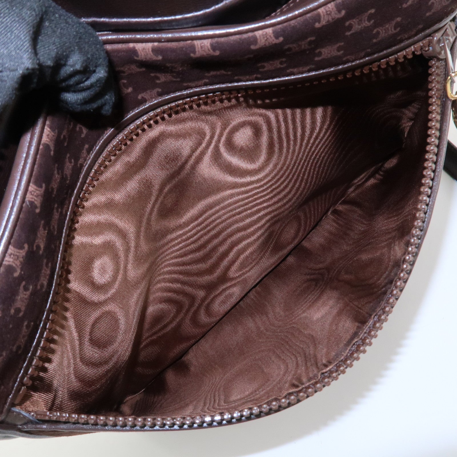 CELINE Macadam Suede Leather Shoulder Bag Crossbody Bag Brown