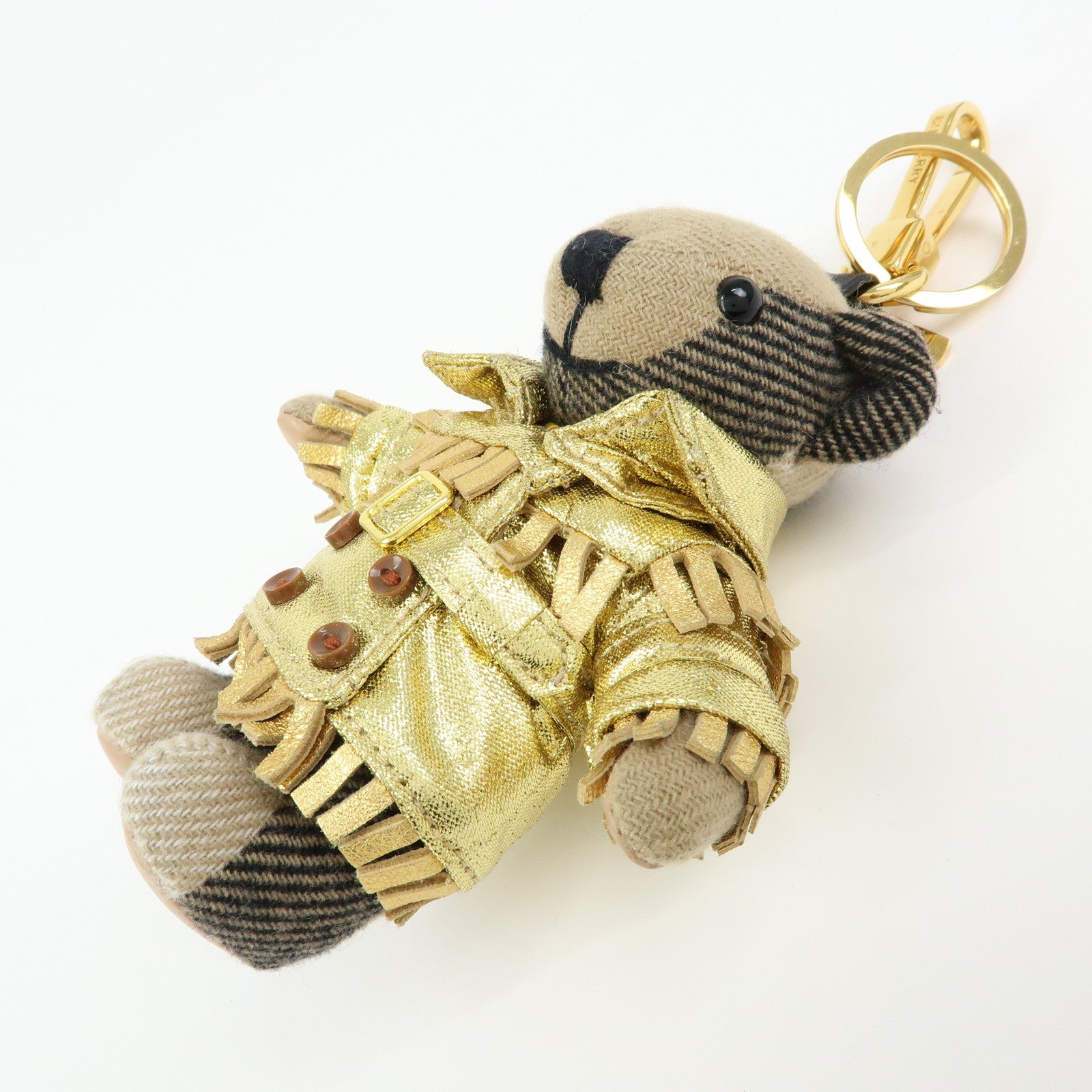 BURBERRY Thomas Bear Nova Plaid Canvas Leather Bag Charm Key Holder