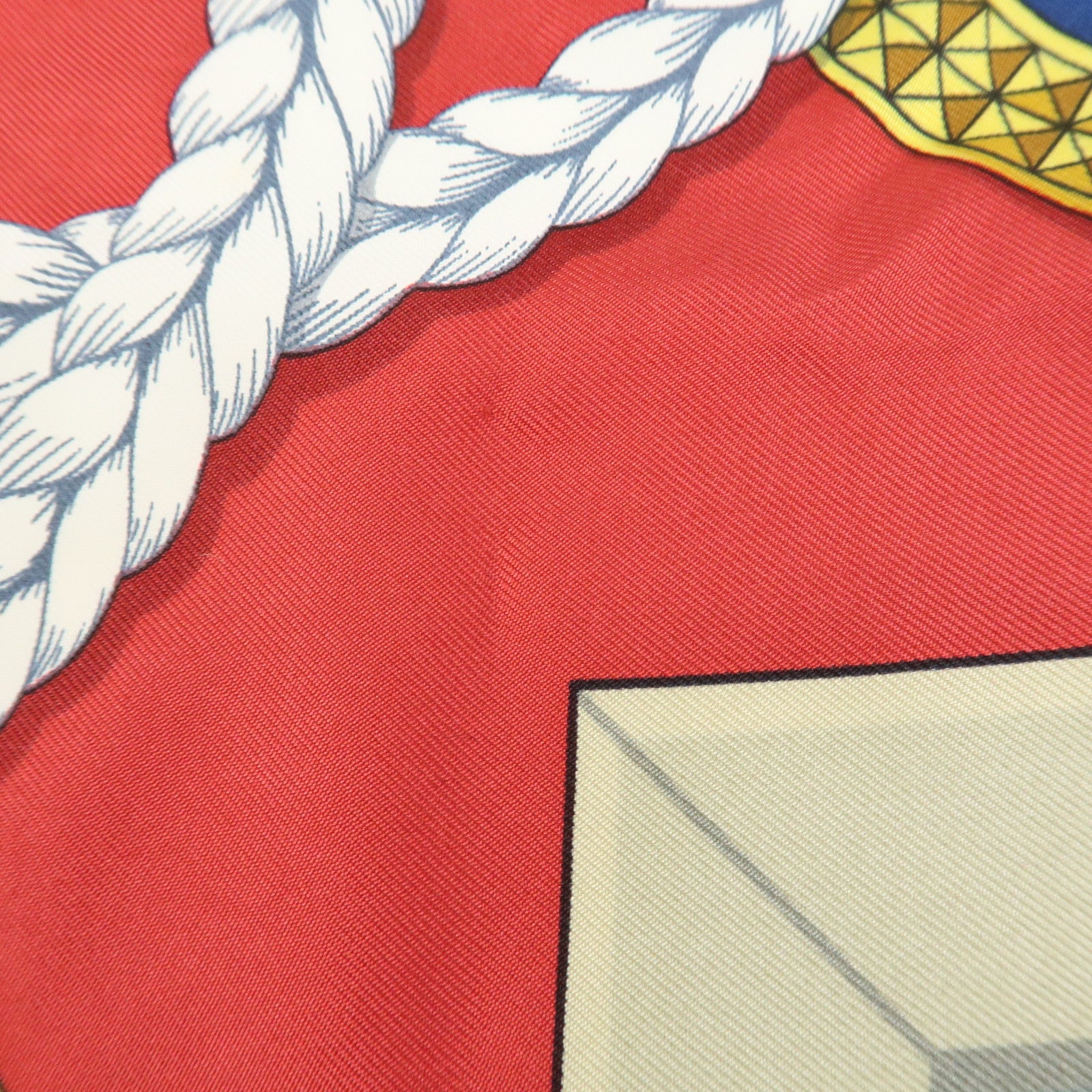 HERMES Carre 90 Silk 100% Scarf GRAND APPARAT Red Navy