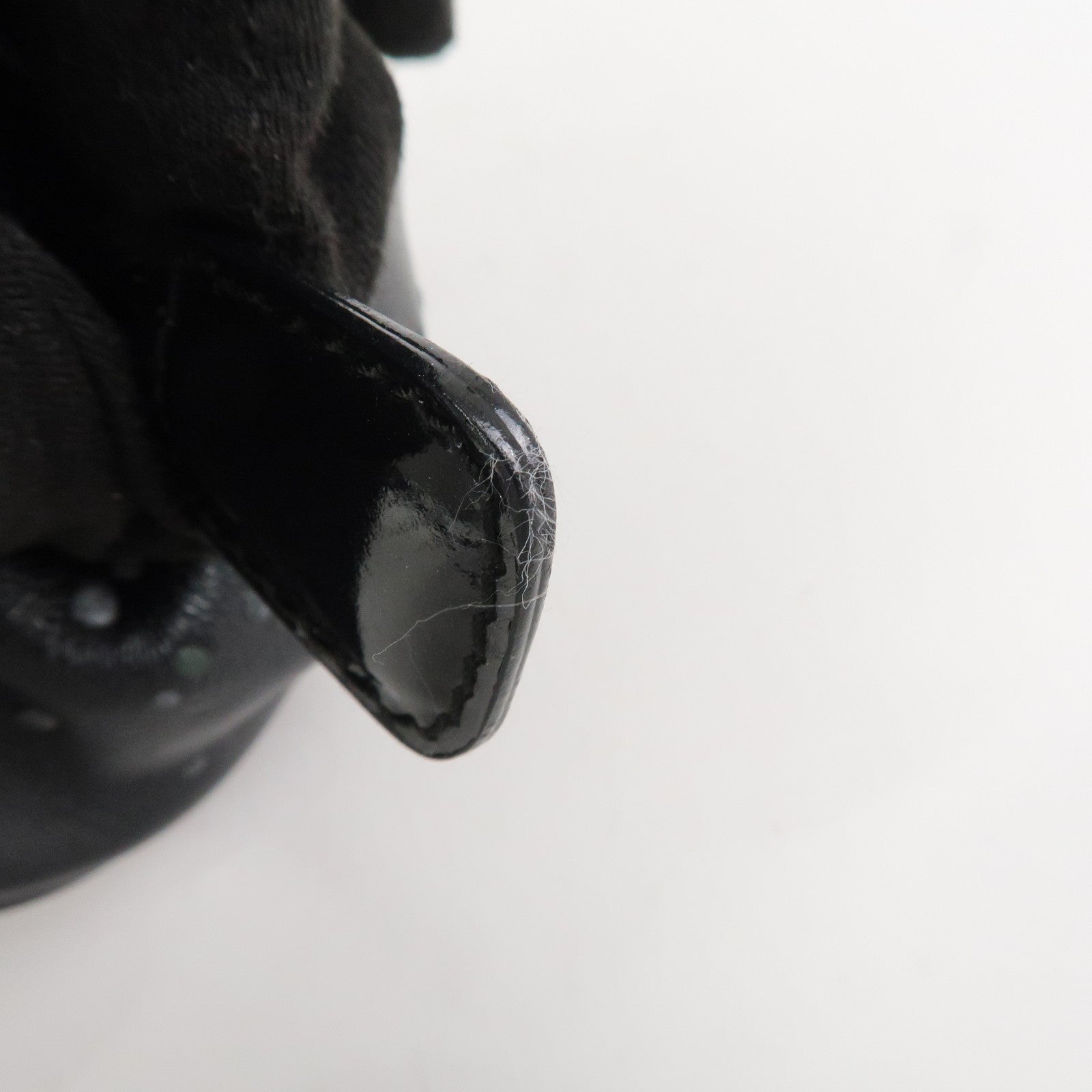 Christian Dior Leather Patent Leather Shoulder Bag Hand Bag Black