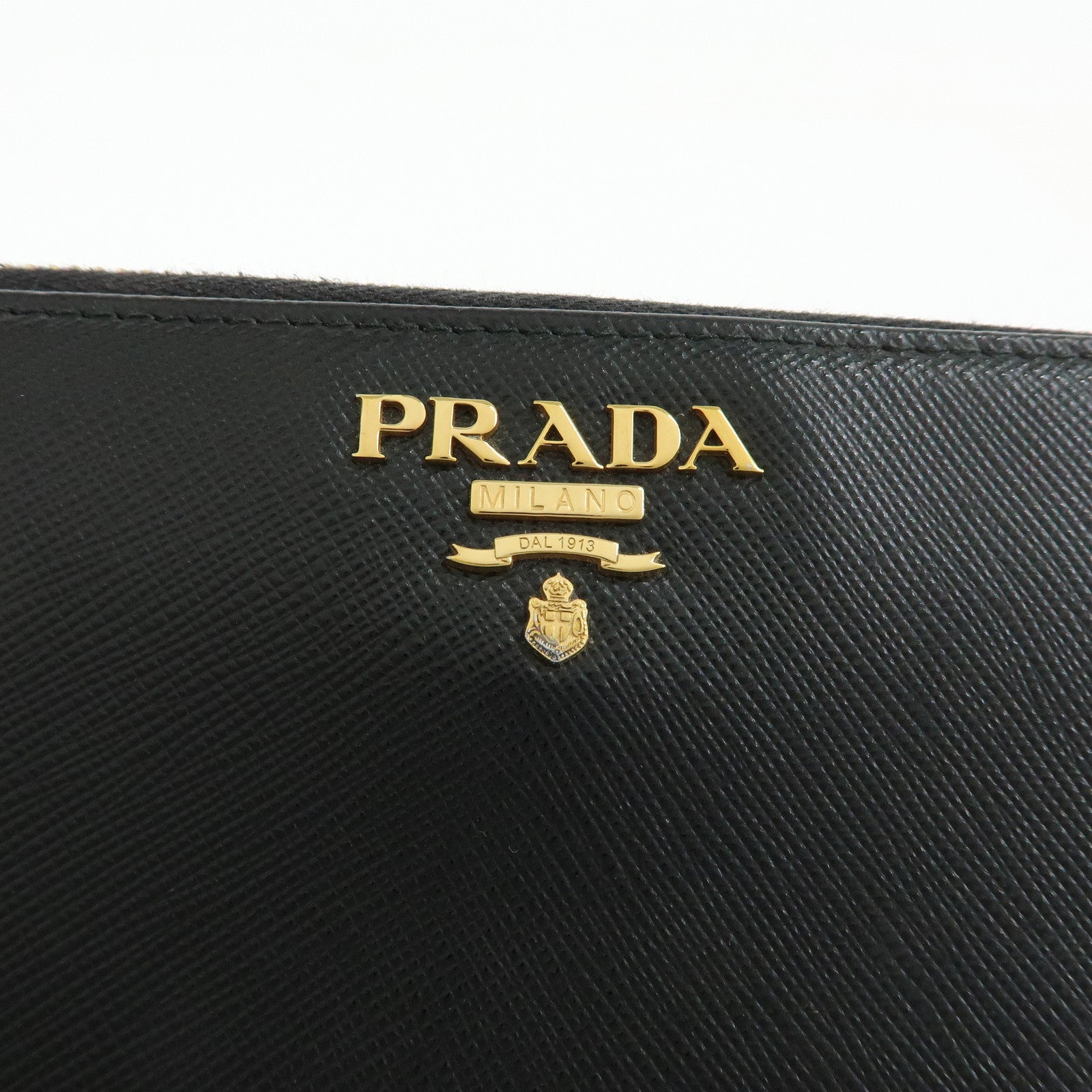 PRADA Logo Saffiano Leather Round Zippy Long Wallet Black 1ML506