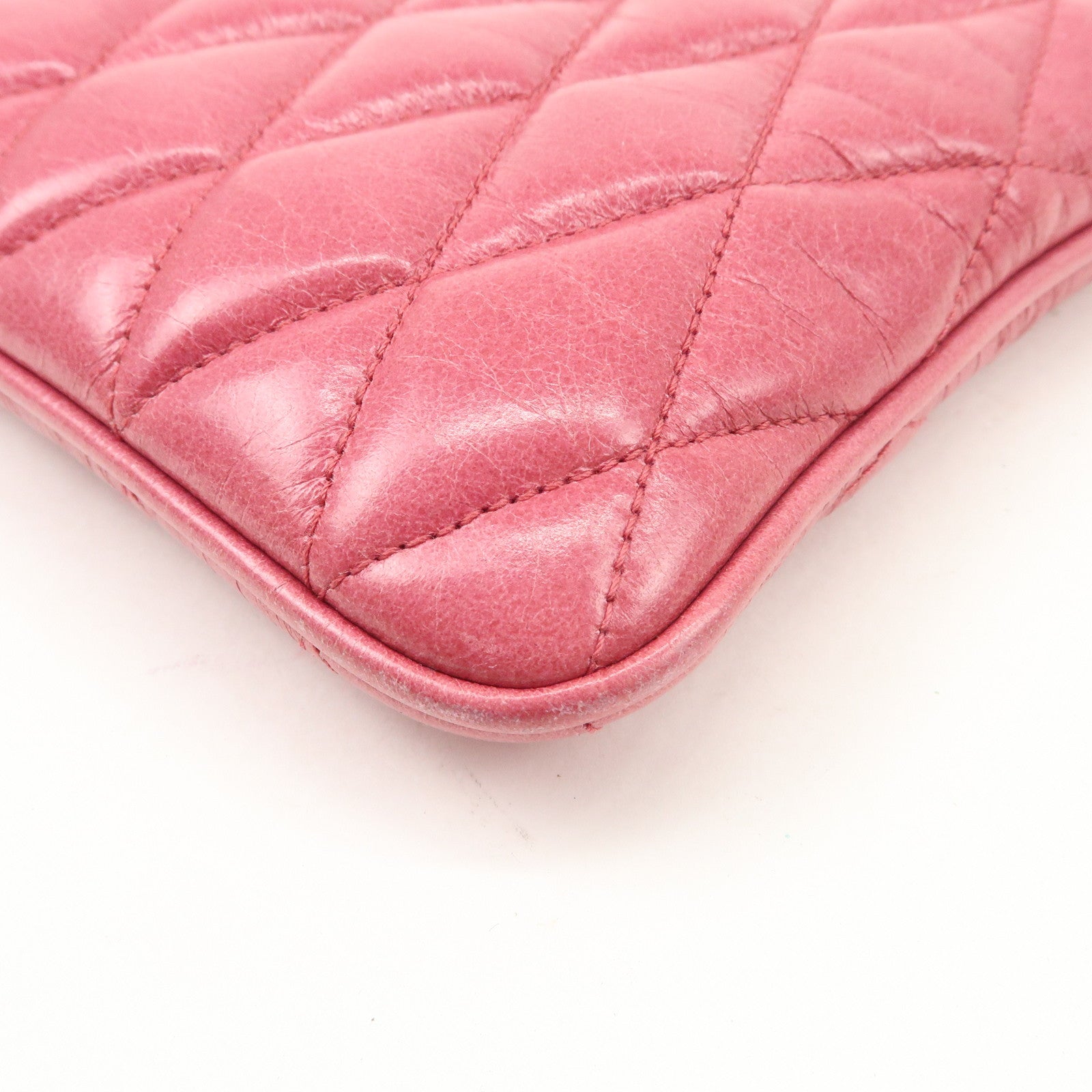 MIUMIU Leather 2Way Shoulder Crossbody Bag Clutch Bag Pink Used