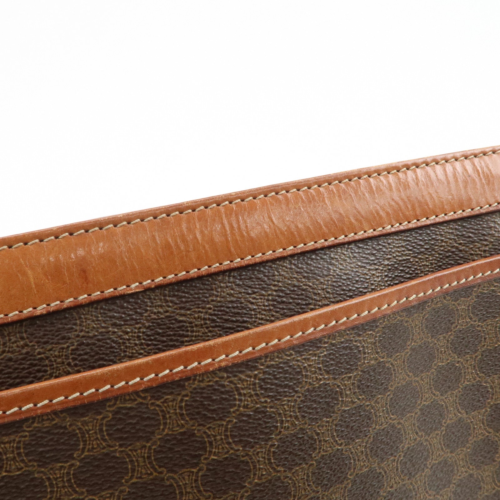 CELINE Macadam PVC Logo Leather Clutch Bag Brown