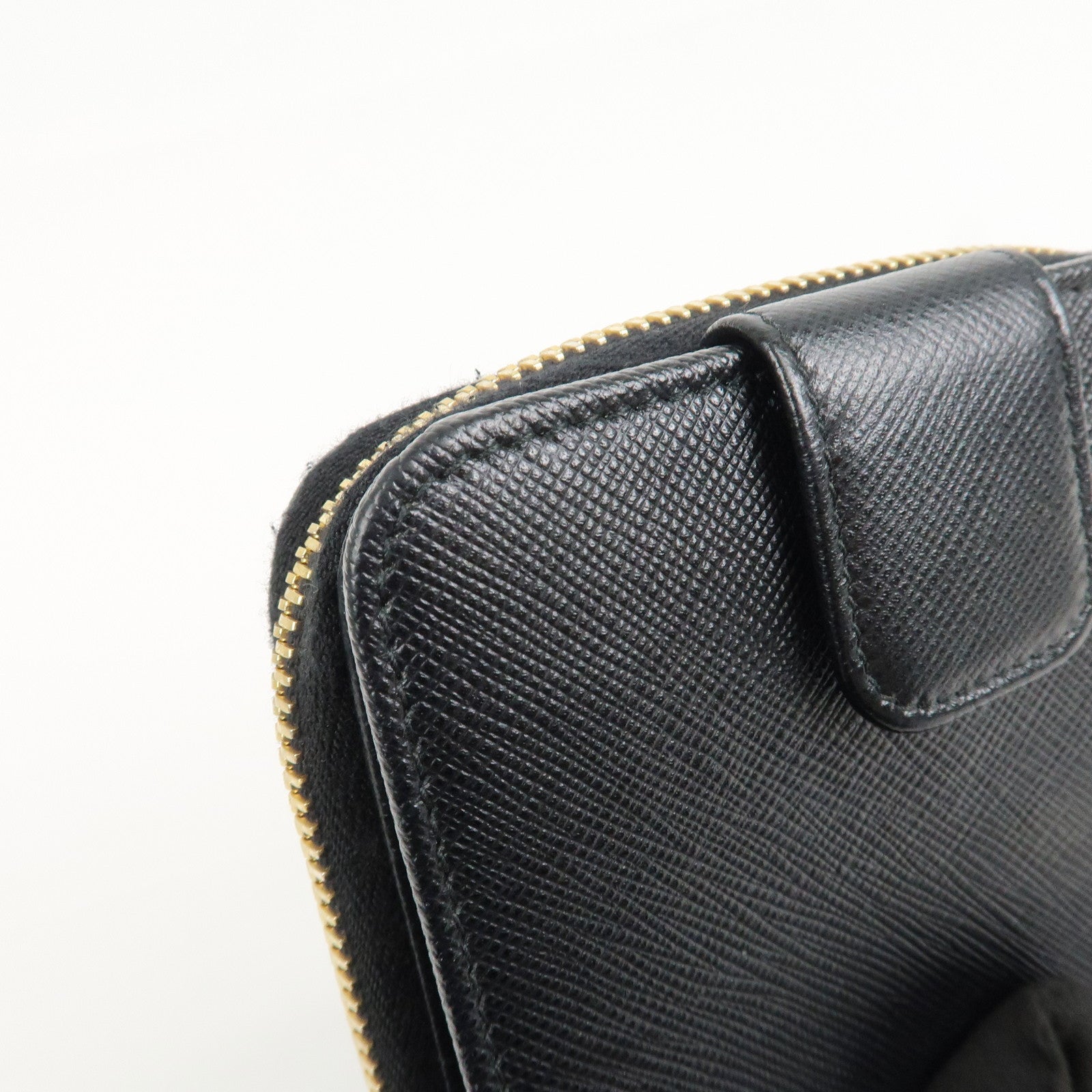 PRADA Saffiano Leather Round Zippy Bi-fold Compact Wallet 1ML522