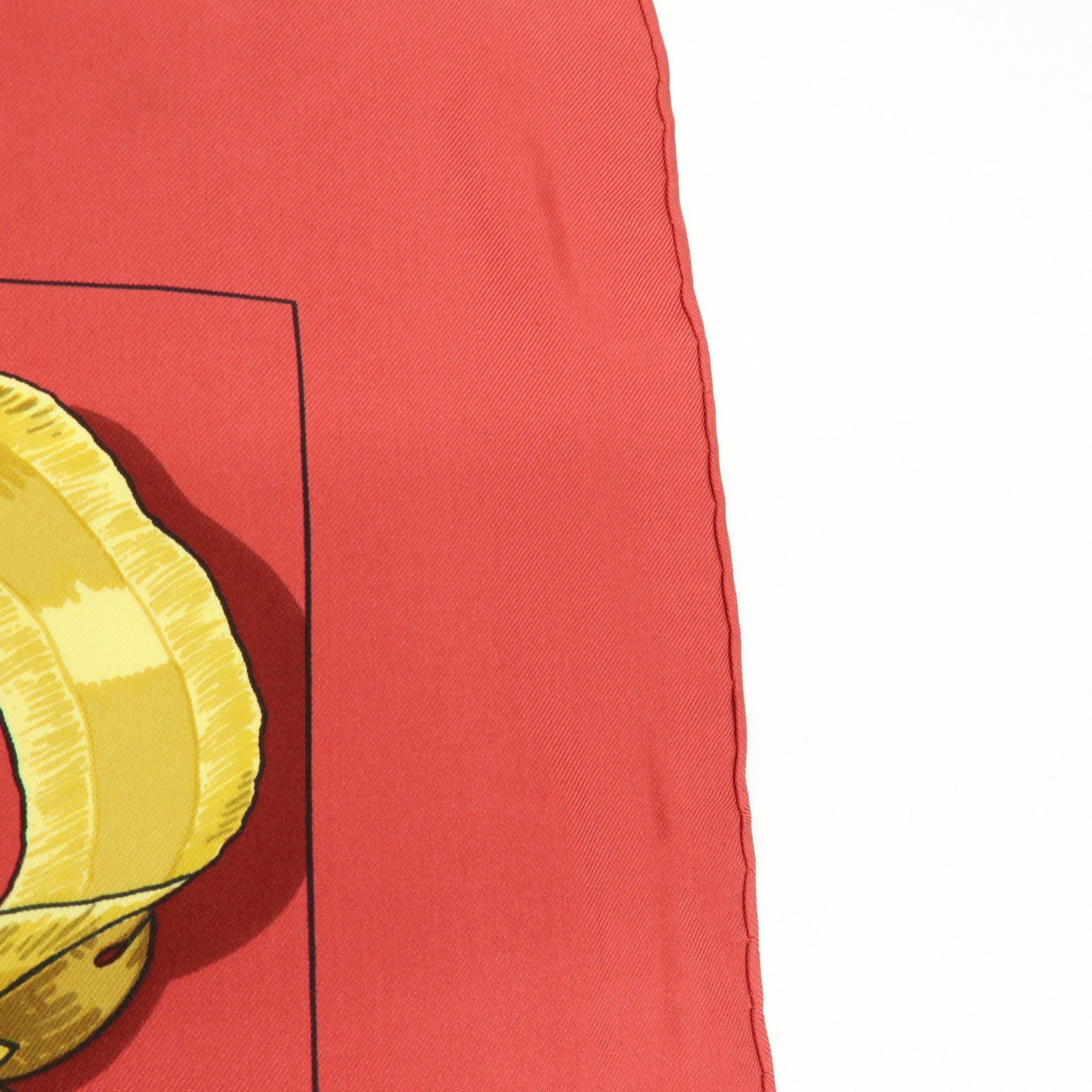 HERMES Carre 90 Silk 100% Scarf LE MORS A LA CONETABLE Red Gold