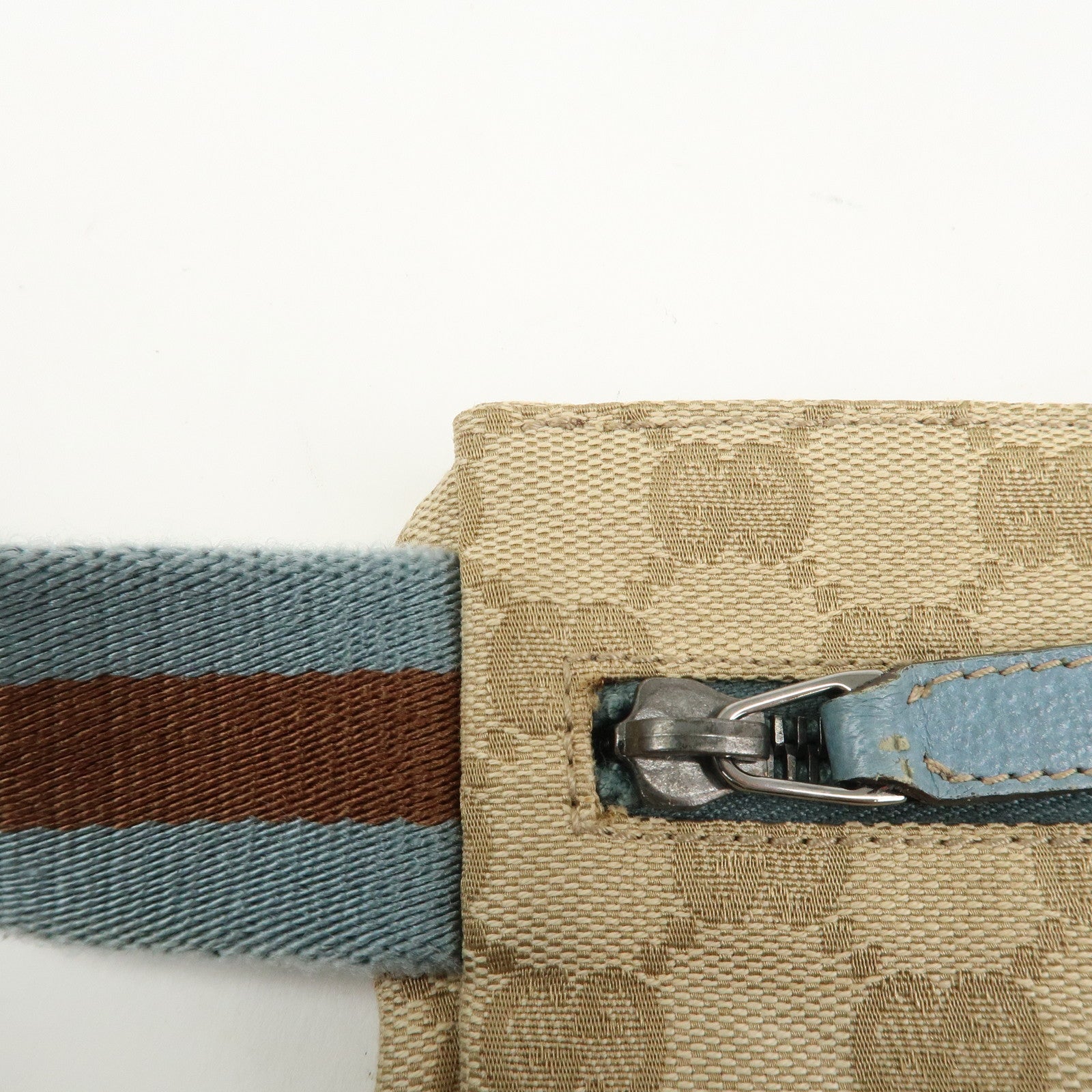 GUCCI Sherry GG Monogram Canvas Leather Body Bag Waist Pouch 162962