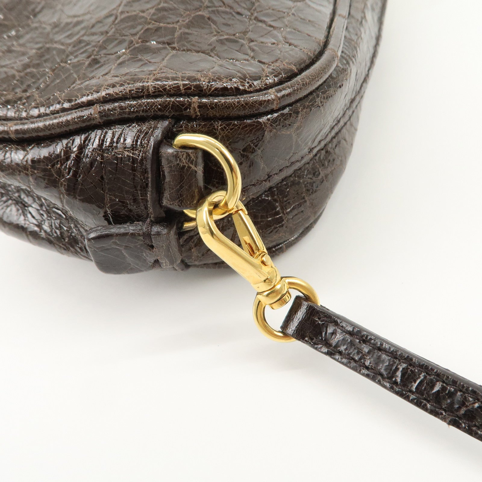 MIU MIU Embossed Leather Shoulder Crossbody Bag Dark Brown 5N1477