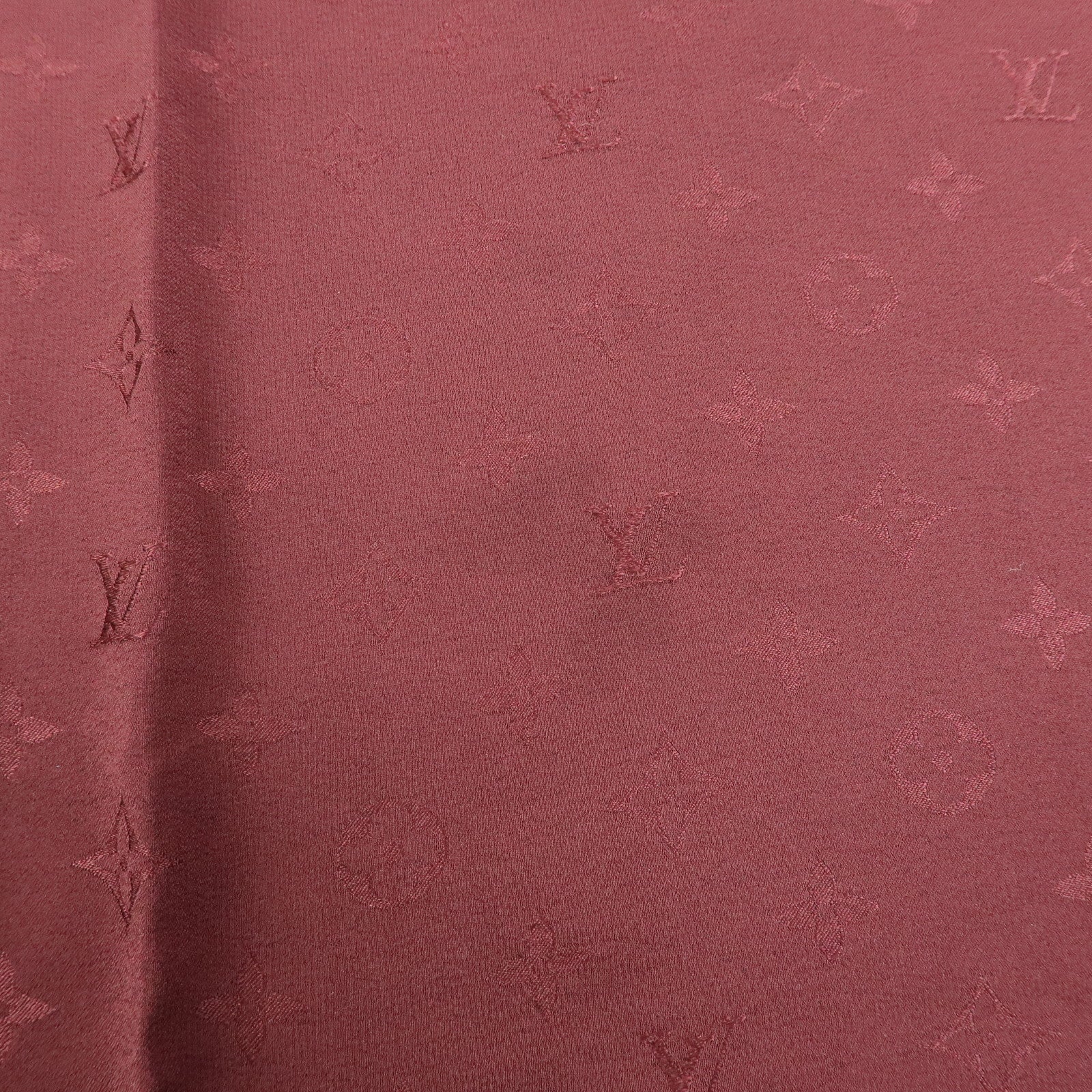 Louis Vuitton Monogram Silk 100% Scarf Shawl Bordeaux