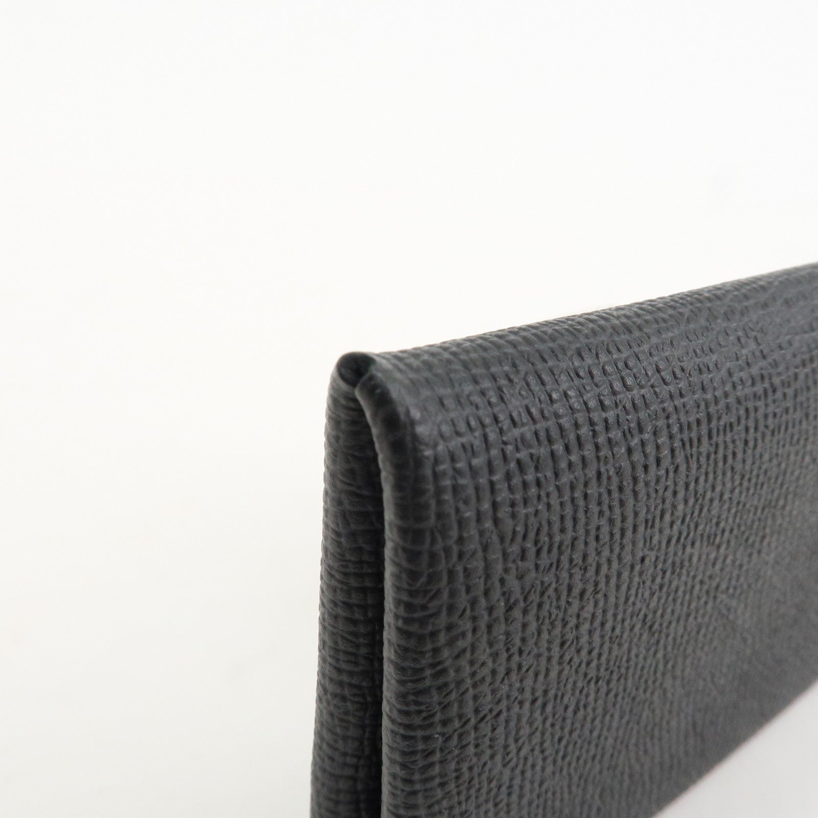 HERMES Epsom Leather CALVI Card Case Noir Black Used