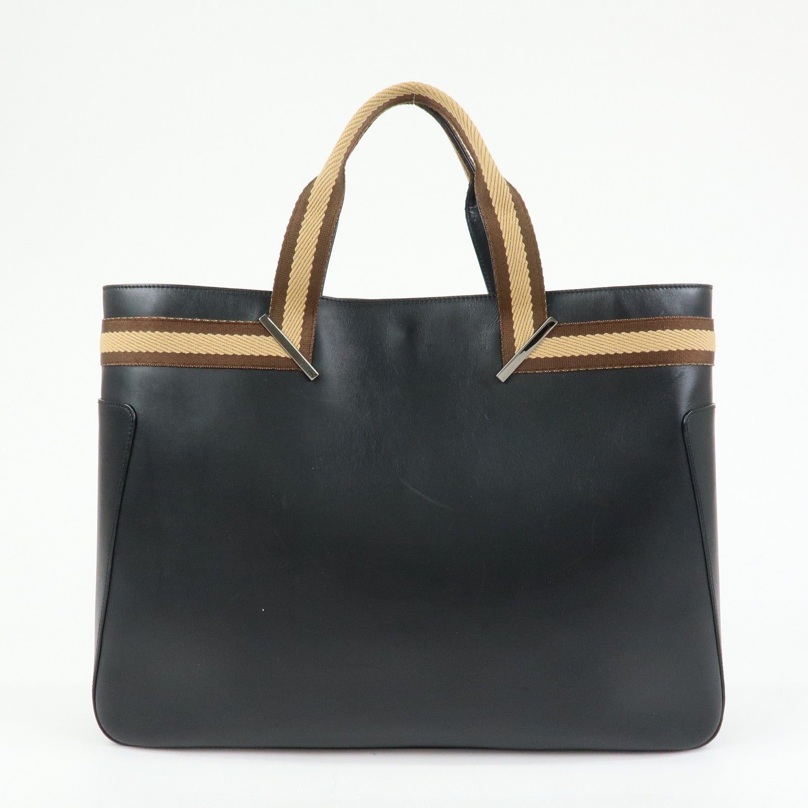 GUCCI Sherry Leather Tote Bag Hand Bag Black 002・1134