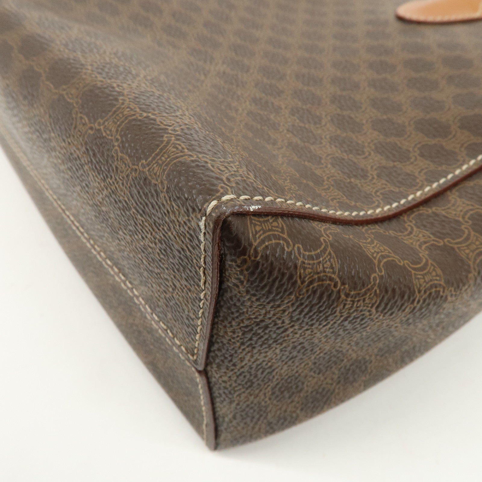 CELINE Macadam PVC Leather Tote Bag Hand Bag Brown