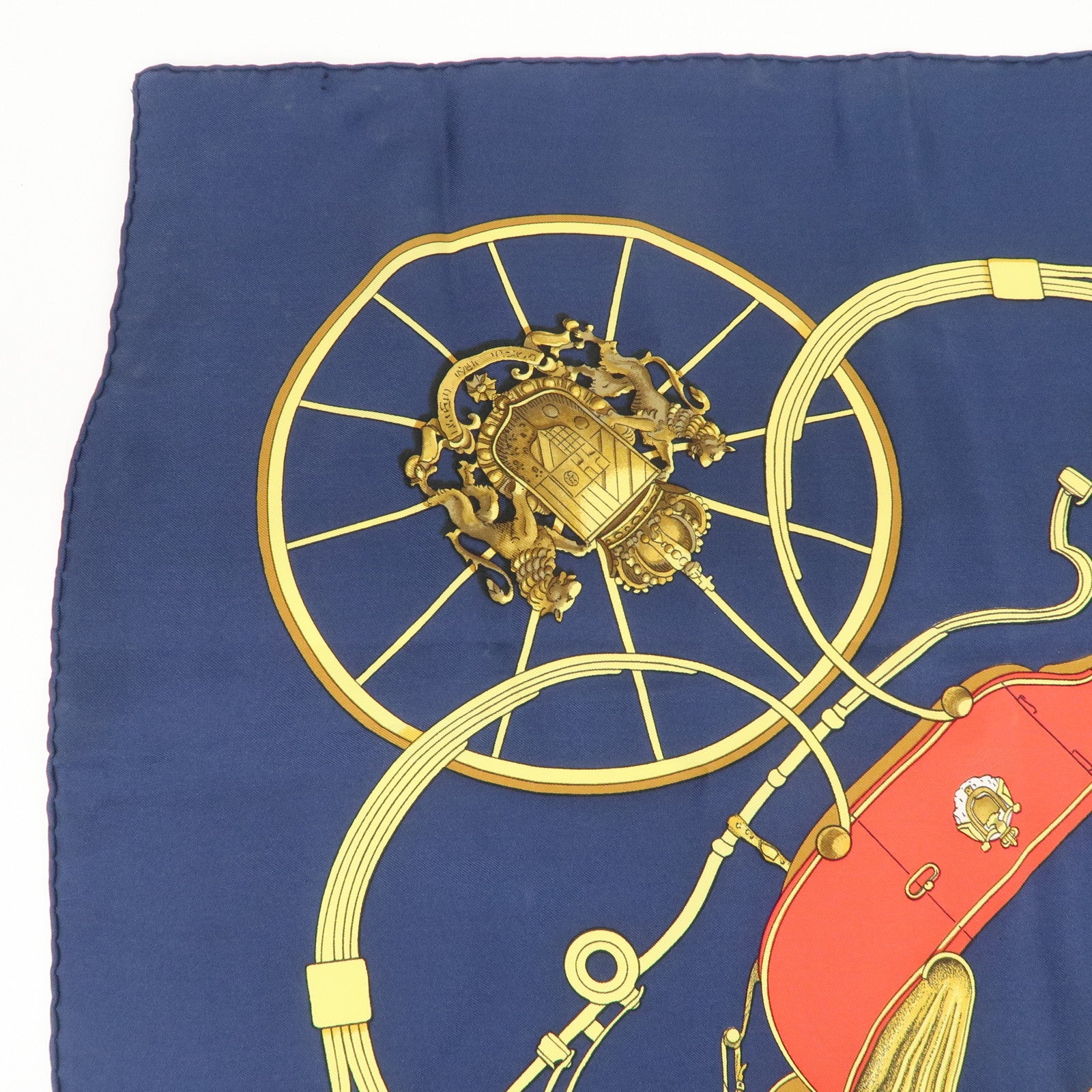 HERMES Carre 90 Silk 100% Scarf SPRINGS Navy