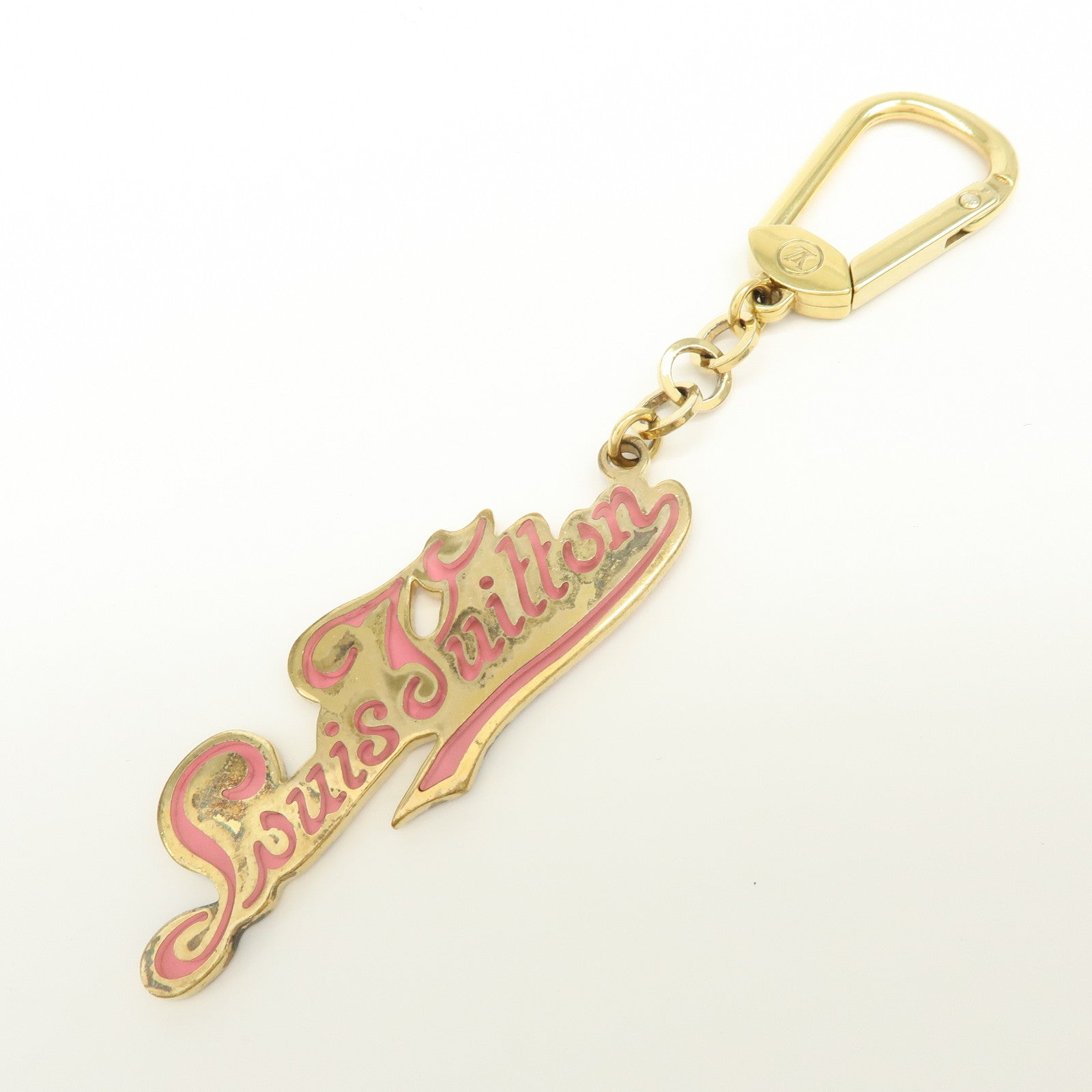 Louis Vuitton Logo Set of 2 Metal Bag Charm Key Charm Gold