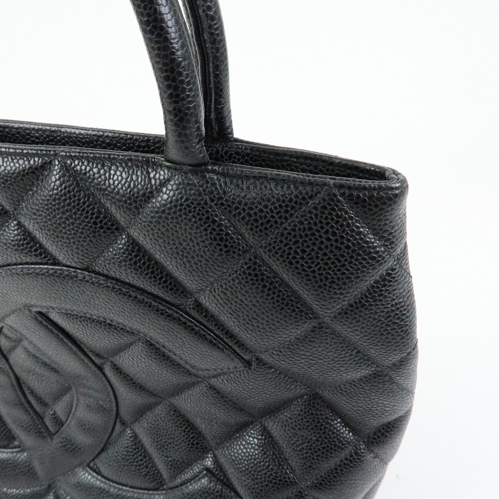 CHANEL Matelasse COCO Mark Medallion Tote Bag Hand Bag Black A01804