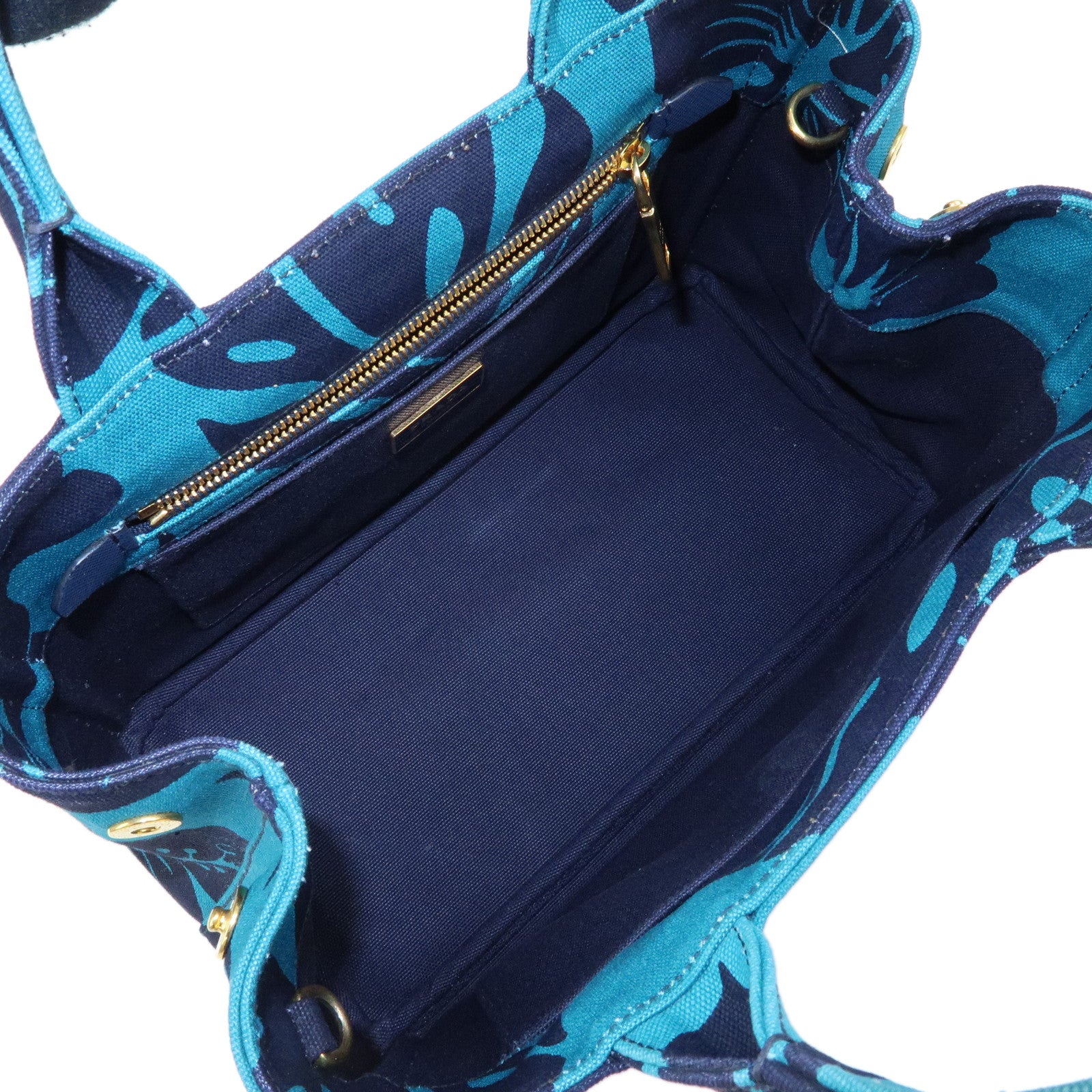 PRADA Canapa Mini Canvas 2Way Hand Shoulder Bag Blue Navy 1BG155