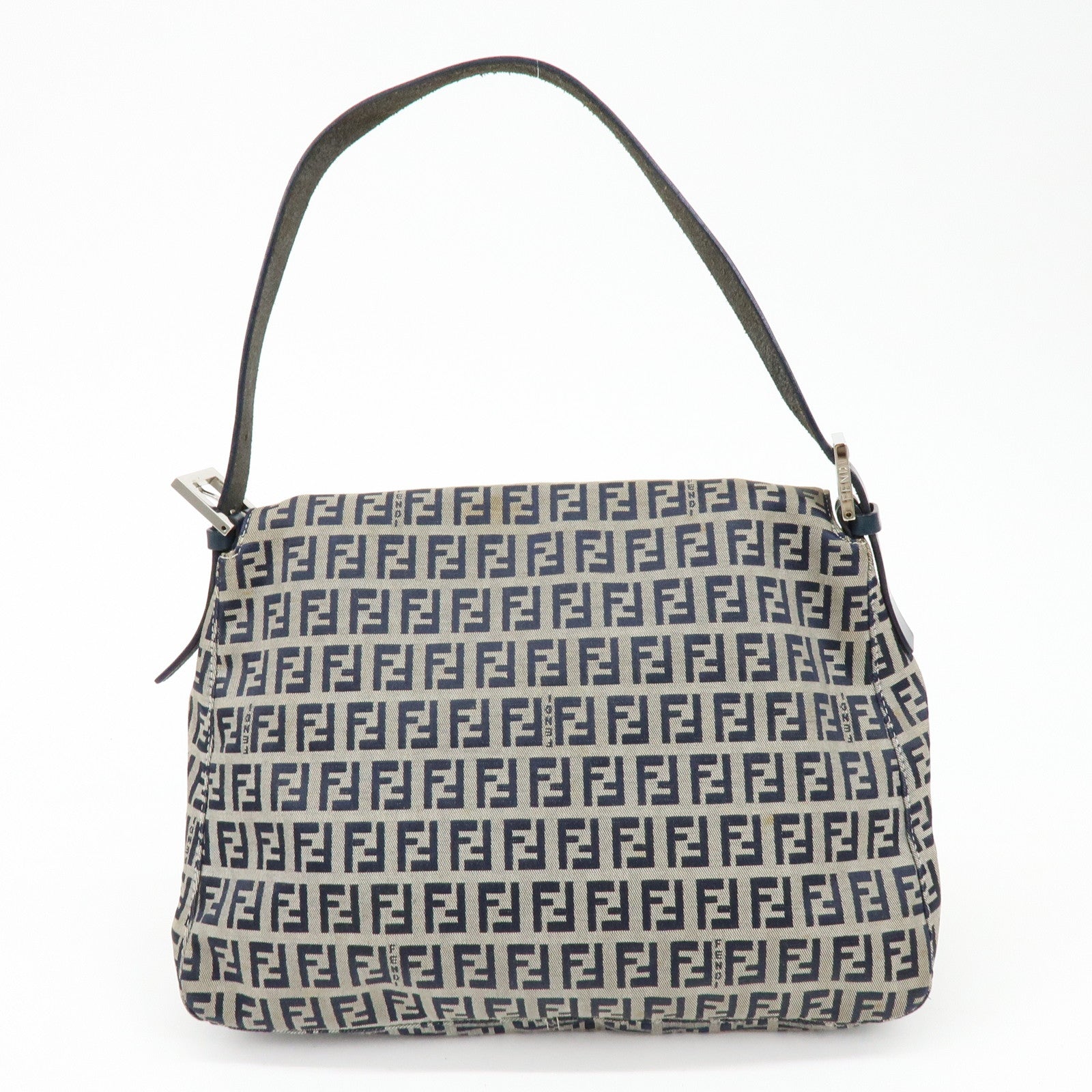 FENDI Mamma Baguette Zucchino Canvas Leather Shoulder Bag 26325