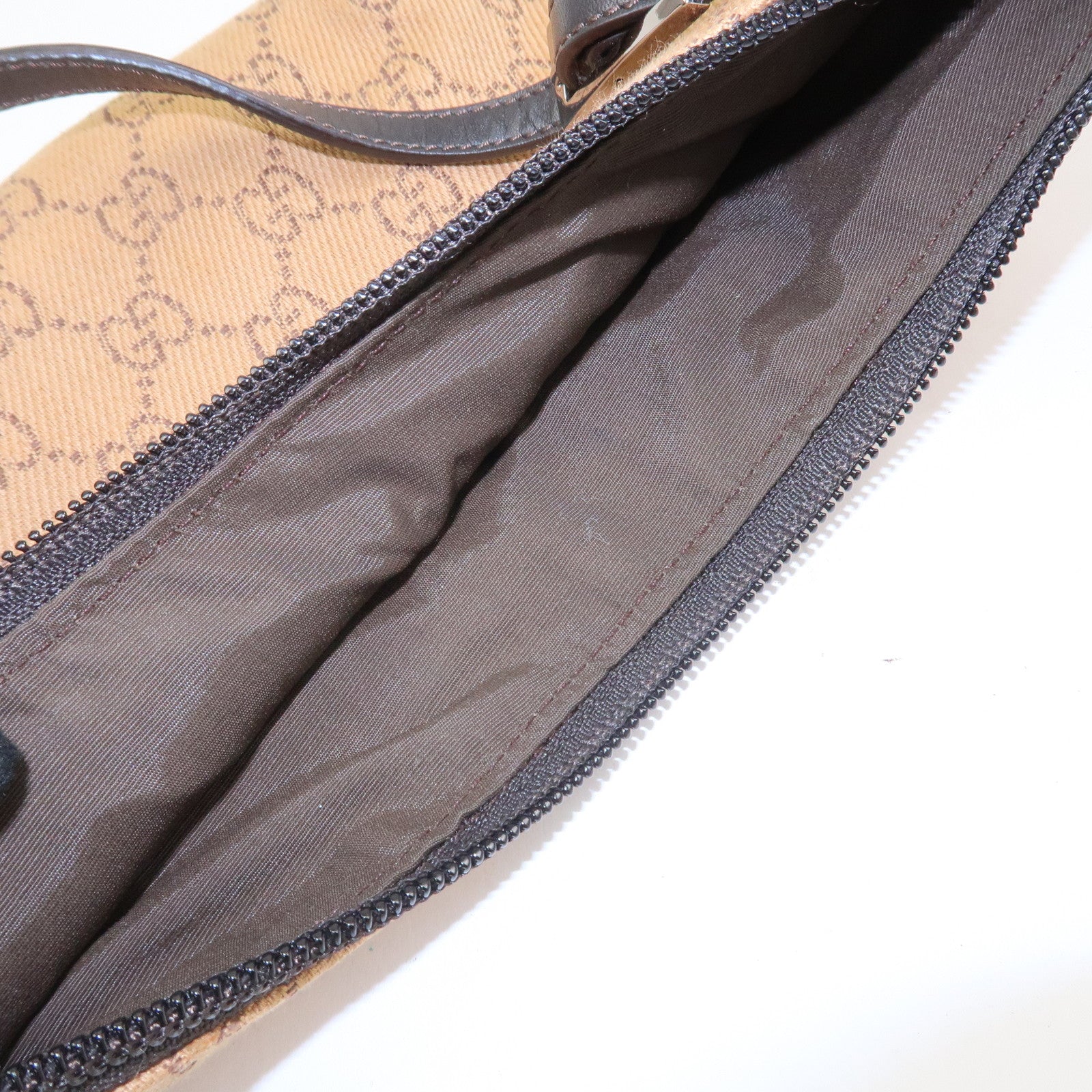 GUCCI GG Canvas Leather Hand Bag Shoulder Bag Brown 32160