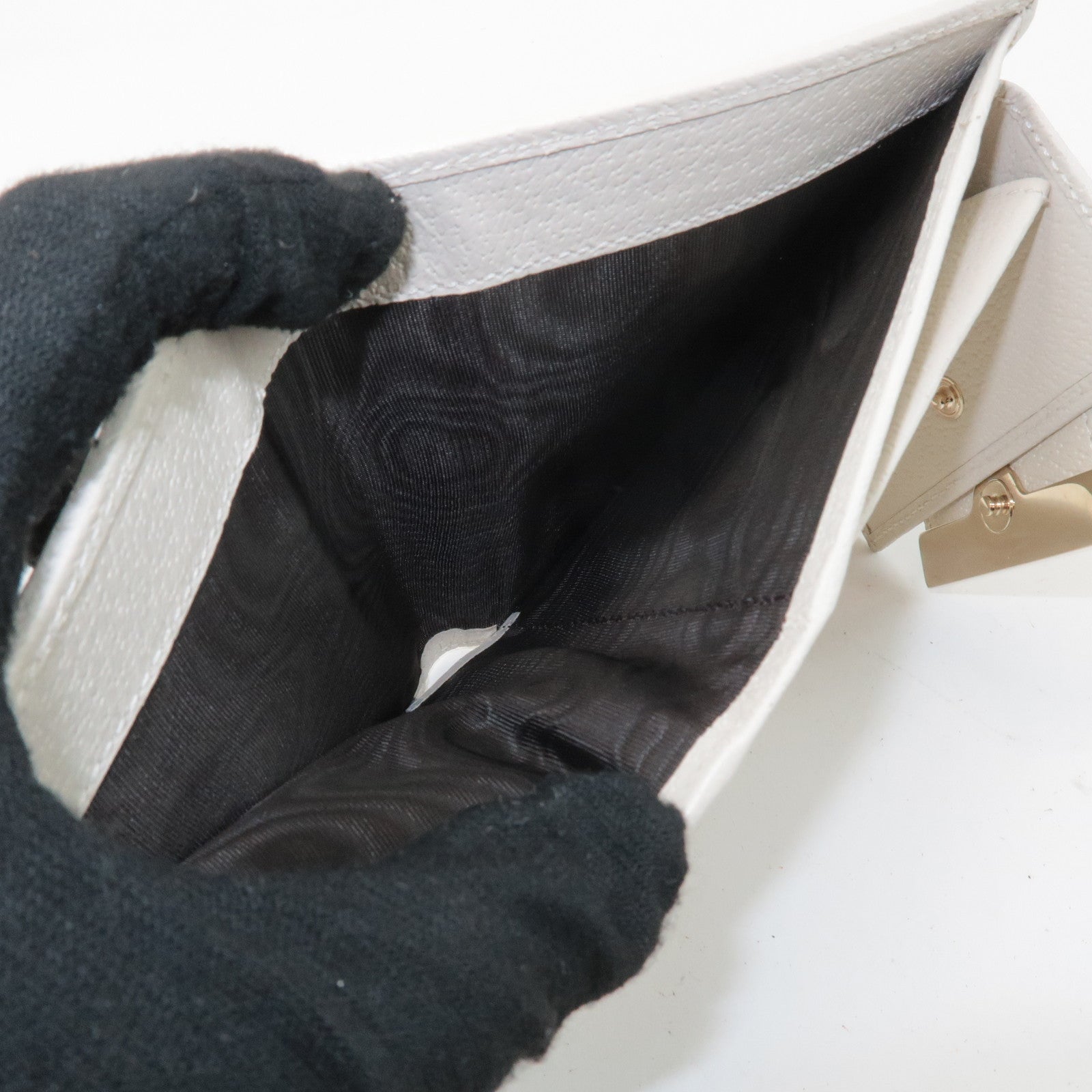 GUCCI Sherry GG Canvas Leather Bi-fold Wallet Beige Ivory 181669 Used