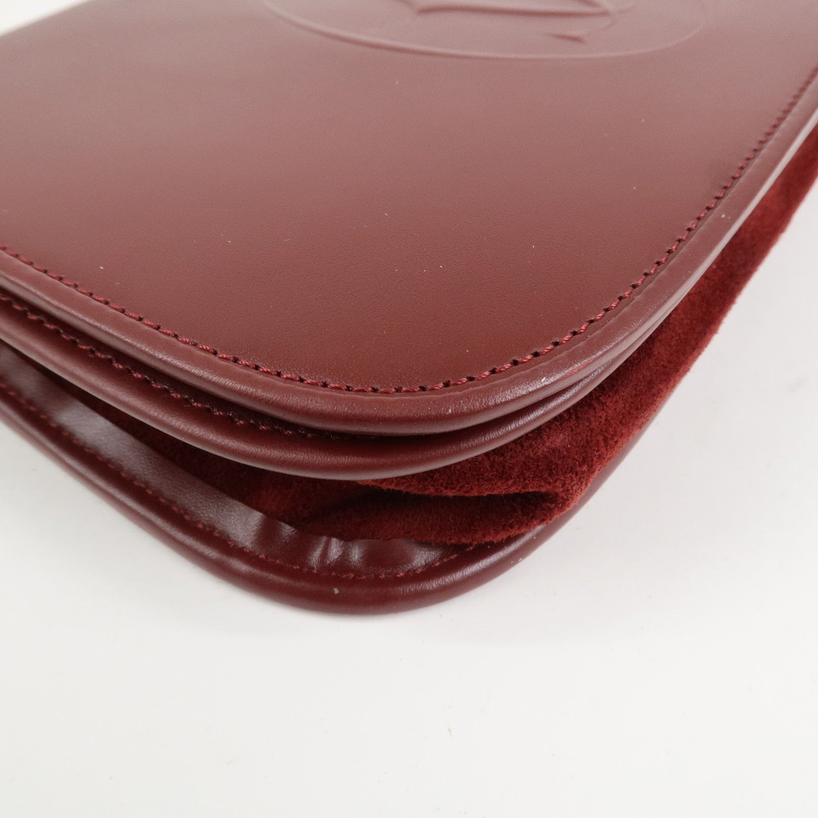 Cartier Must De Cartier Calf Leather Shoulder Bag Hand Bag Burgundy
