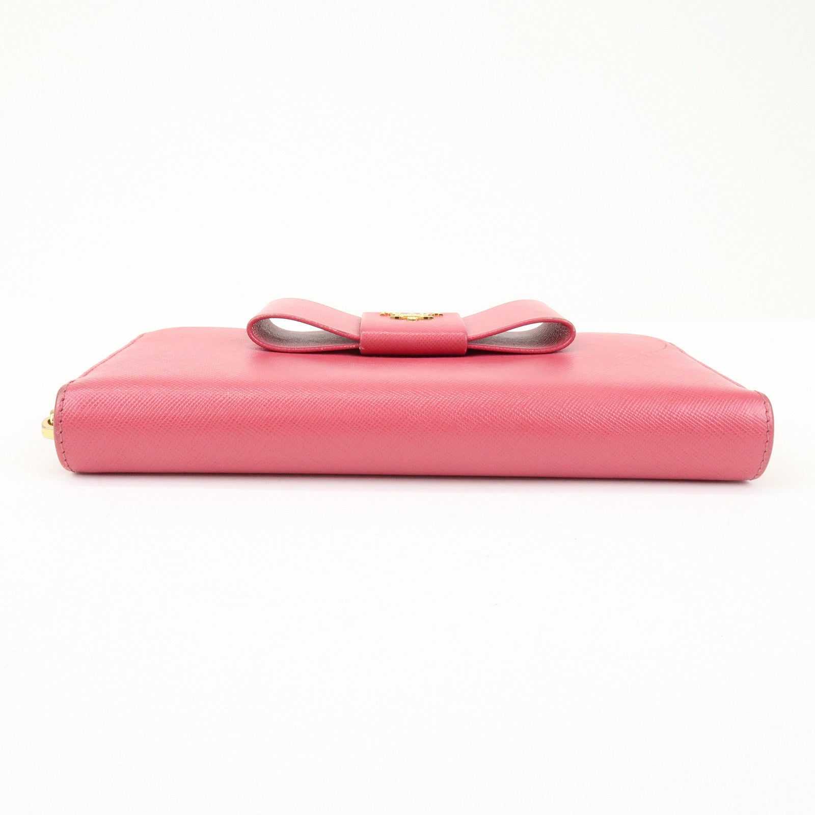 PRADA Saffiano Leather Round Zippy Wallet Pink Pink 1M0506