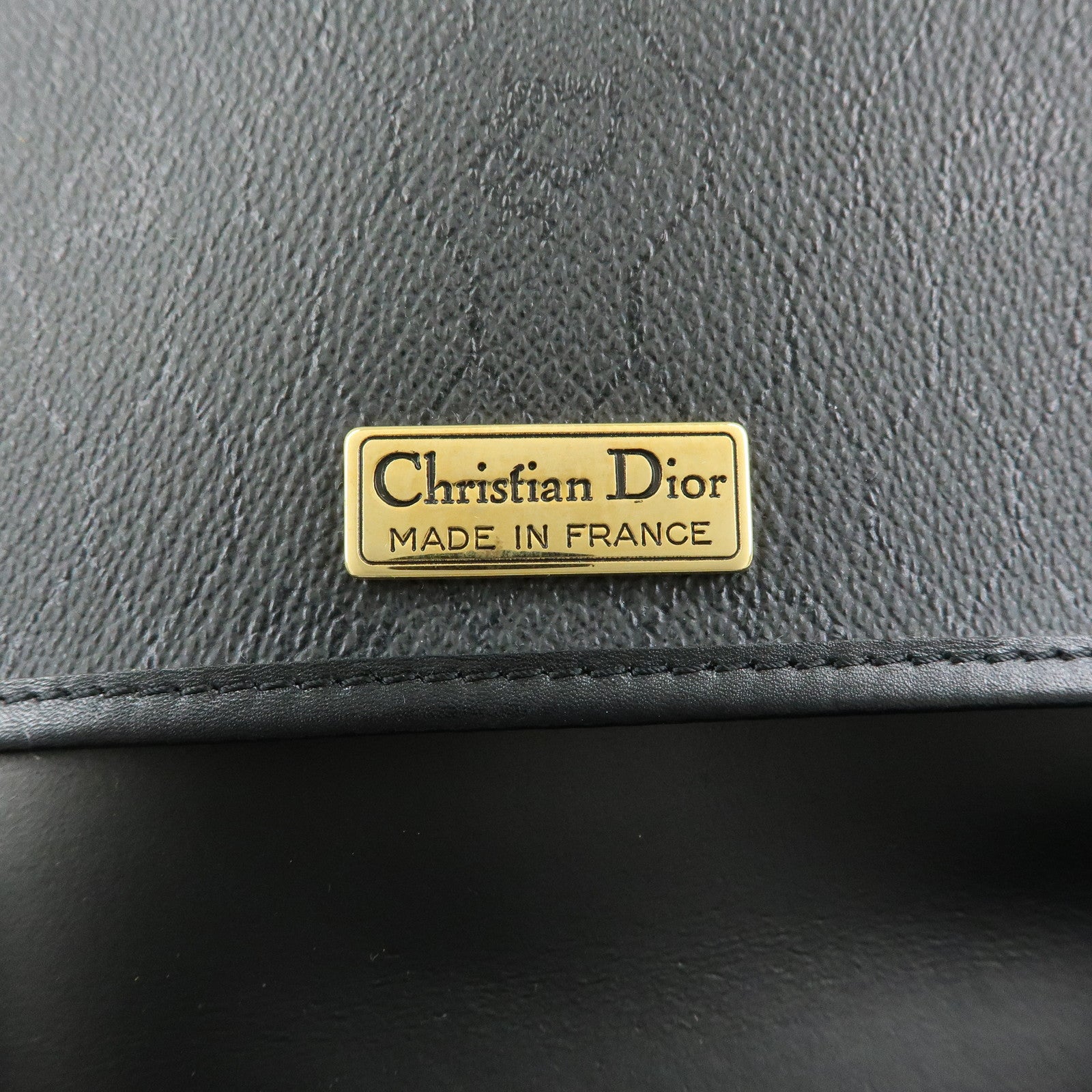 Christian Dior Honeycomb PVC Leather Shoulder Bag Crossbody Black