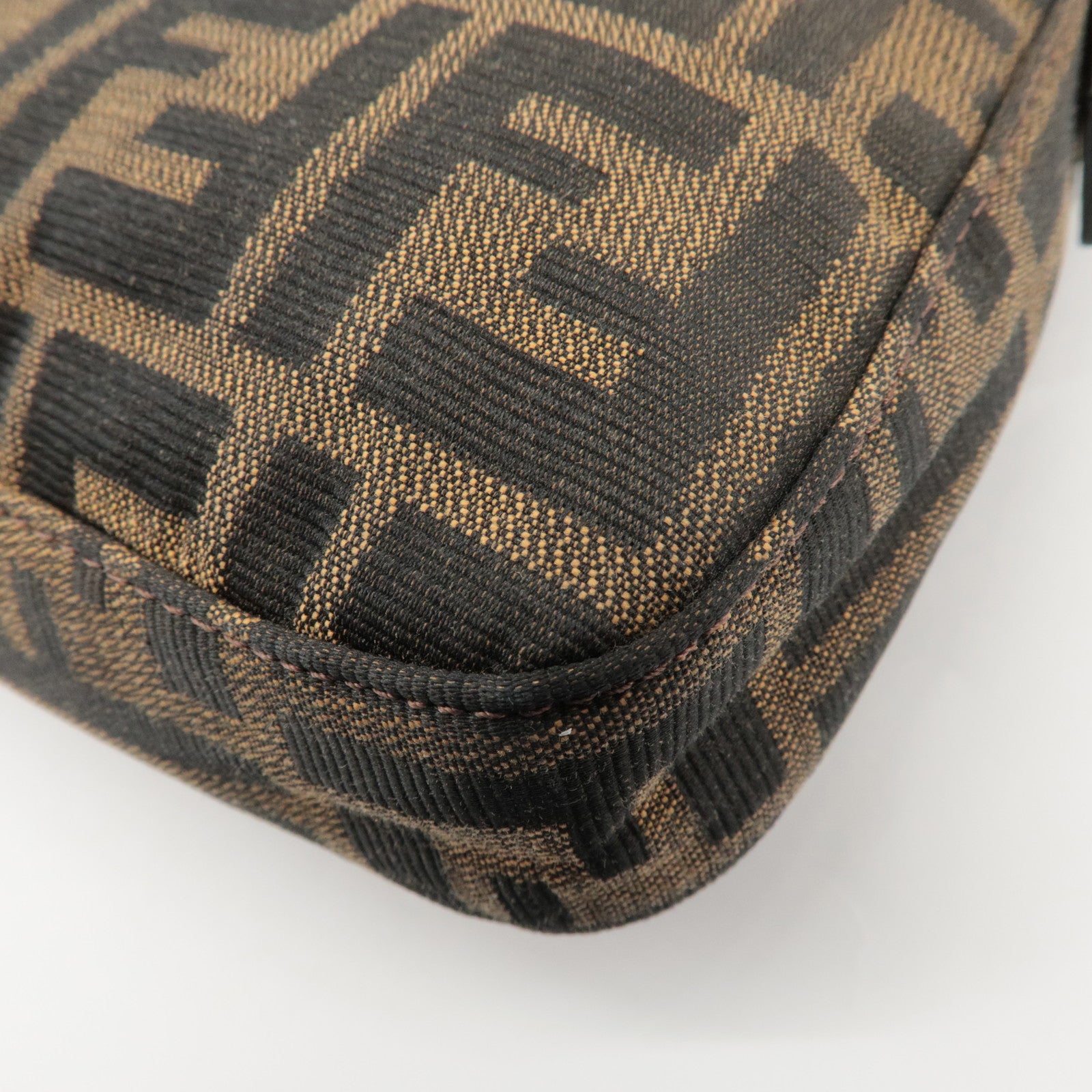 FENDI Mamma Baguette Zucca Canvas Leather Shoulder Bag 26424 Used