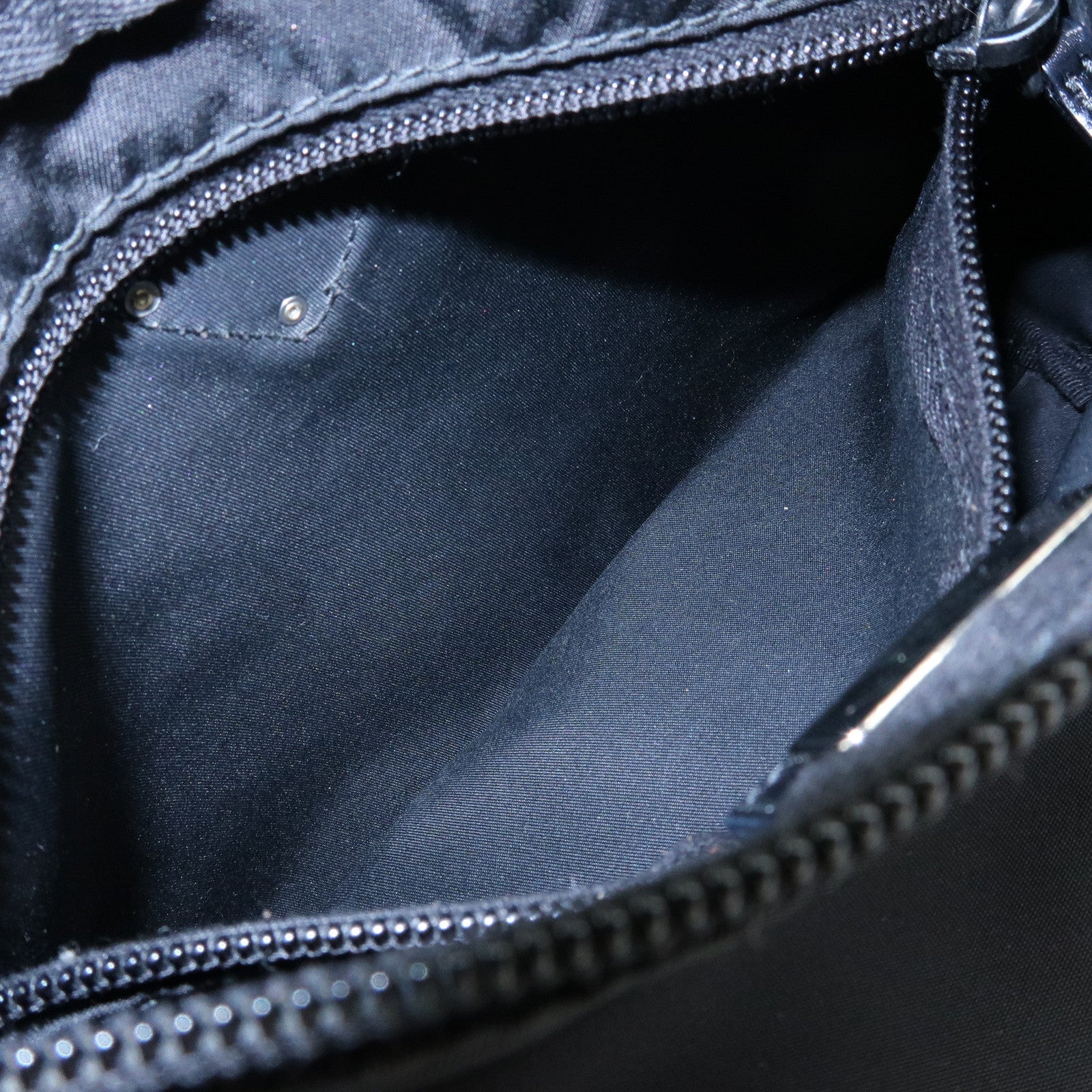 PRADA Triangle Logo Nylon Cosmetic Pouch Makeup Bag Black