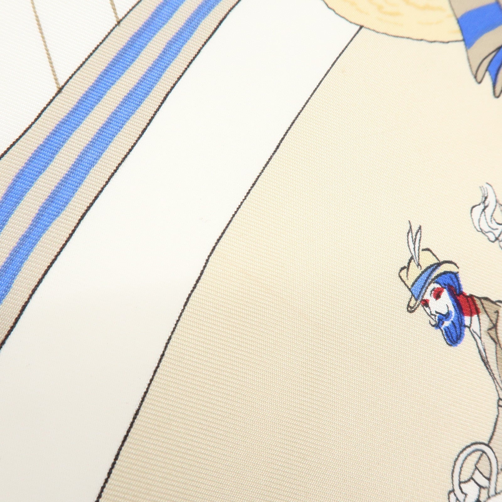 HERMES Carre 90 Silk 100% Scarf LES BECANES Blue White