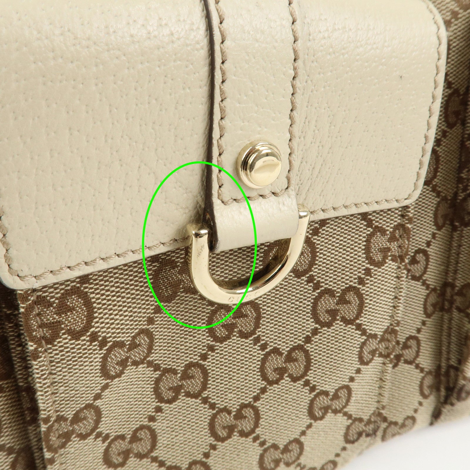 GUCCI GG Canvas Leather Mini Boston Bag Hand Bag Brown Ivory 153026