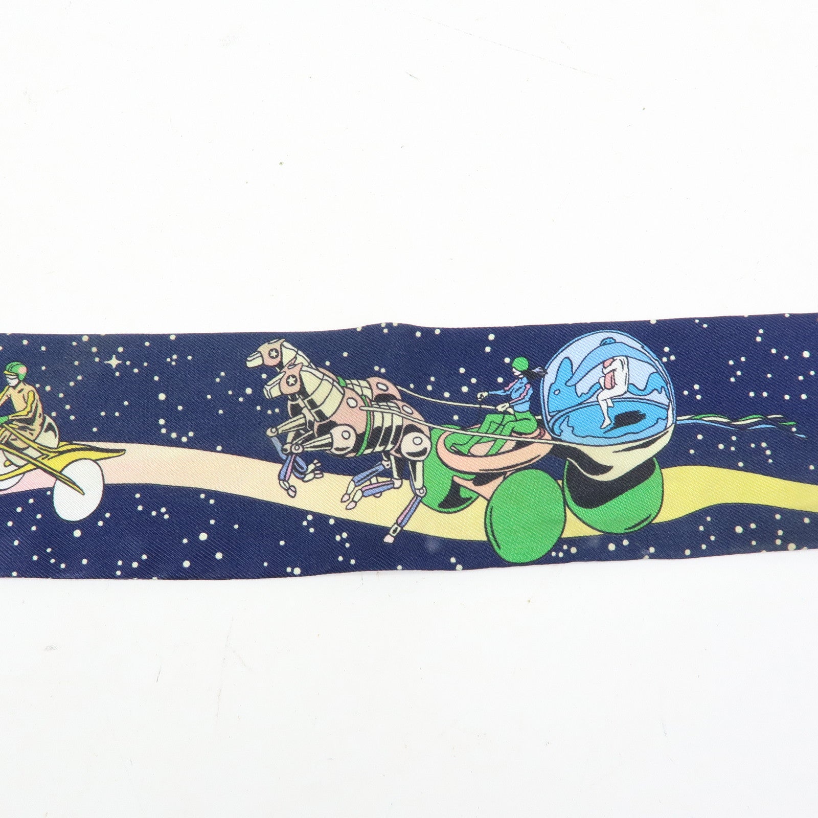 HERMES Silk 100% Twilly Scarf Space Derby Navy