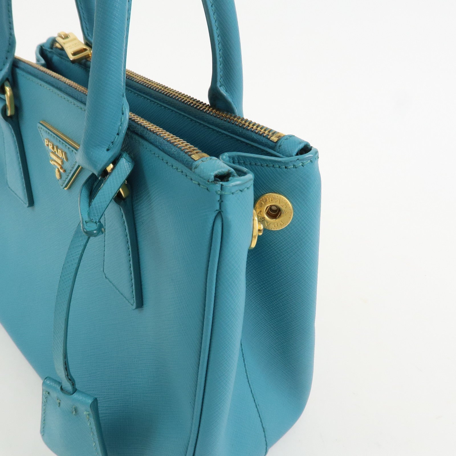 PRADA Galleria Saffiano Lux Leather 2Way Bag Hand Bag Blue BN2402